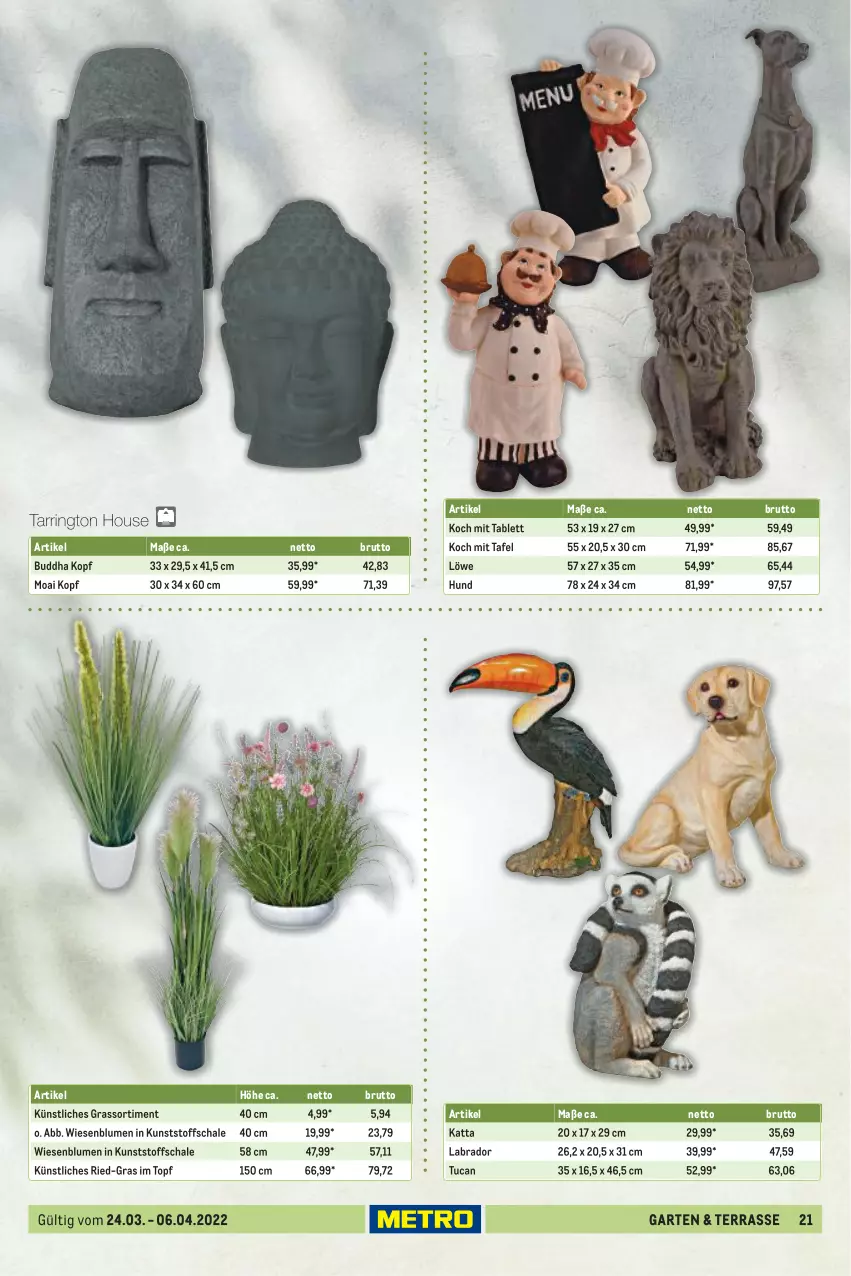 Aktueller Prospekt Metro - Garten und Terasse - von 24.03 bis 06.04.2022 - strona 21 - produkty: blume, blumen, brut, Buddha, Garten, Schal, Schale, tablet, tablett, Ti, topf, tuc