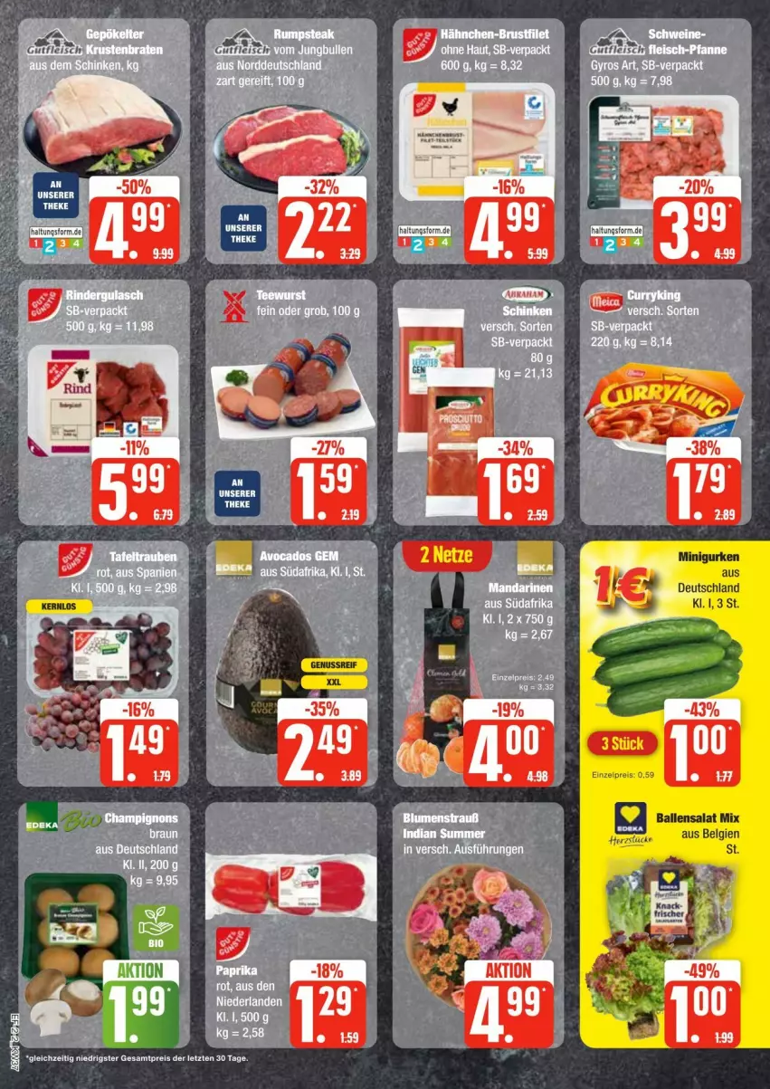 Aktueller Prospekt Edeka - Prospekte - von 07.09 bis 14.09.2024 - strona 2 - produkty: ball, brustfilet, champignon, champignons, deka, eis, filet, hähnchen-brustfilet, LG, mandarine, mandarinen, reis, rum, rumpsteak, salat, schinken, schwein, schweine, steak, Ti, wein, weine, ZTE