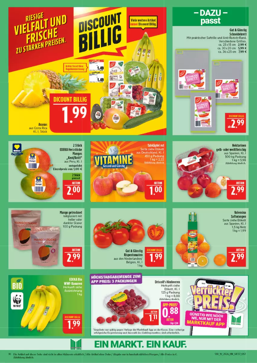Aktueller Prospekt Marktkauf - Prospekt - von 03.05 bis 09.05.2026 - strona 10 - produkty: ananas, angebot, angebote, beere, beeren, deka, discount, eier, eis, elle, ente, fleisch, himbeer, himbeere, himbeeren, LG, mango, mangos, Nektar, nektarinen, nuss, orange, orangen, regal, reis, rispentomaten, saft, Saftorangen, tafeläpfel, Ti, tisch, tomate, tomaten