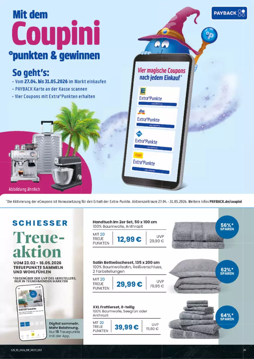 Aktueller Prospekt Marktkauf - Prospekt - von 03.05 bis 09.05.2026 - strona 29 - produkty: Bau, baumwolle, bett, bettwäsche, coupon, coupons, handtuch, LG, payback, Ti, tuc, wolle
