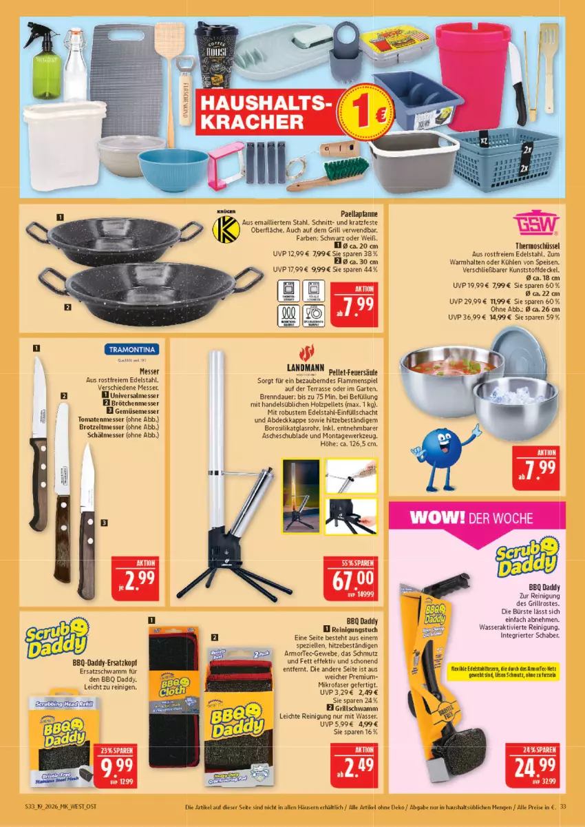Aktueller Prospekt Marktkauf - Prospekt - von 03.05 bis 09.05.2026 - strona 33 - produkty: auer, berndes, brot, brötchen, bürste, decke, Deckel, edelstahl, eis, elle, Garten, grill, grillrost, Holz, Holzpellets, kracher, lamm, messer, mikrofaser, paella, Pellets, pfanne, Reinigung, reis, rwe, schüssel, schwamm, Spezi, Ti, tomate, tomaten, tuc, wasser, werkzeug