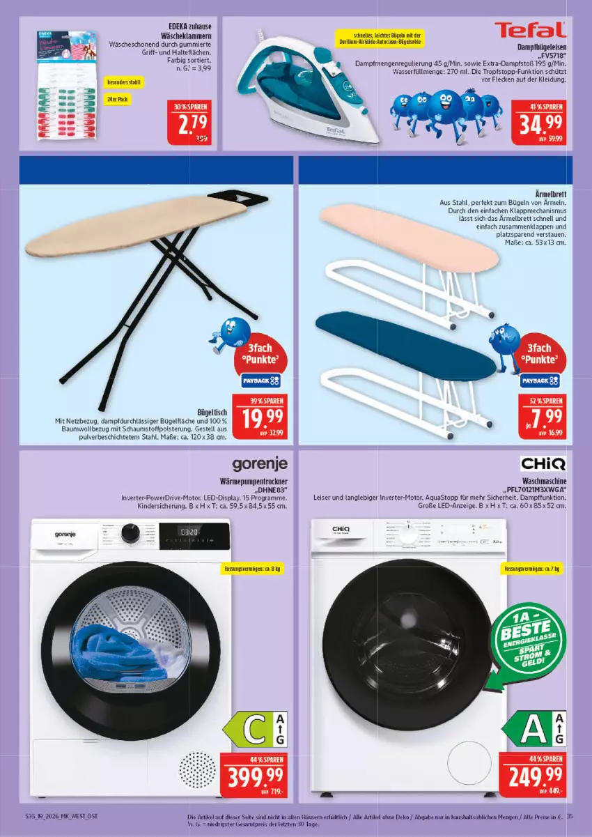 Aktueller Prospekt Marktkauf - Prospekt - von 03.05 bis 09.05.2026 - strona 35 - produkty: aqua, aquastop, Bau, Brei, bügel, bügeltisch, deka, eis, gorenje, Kinder, kleid, Kleidung, mac, reis, Ti, tisch, Trockner, wärmepumpentrockner, waschmaschine, wasser, ZTE