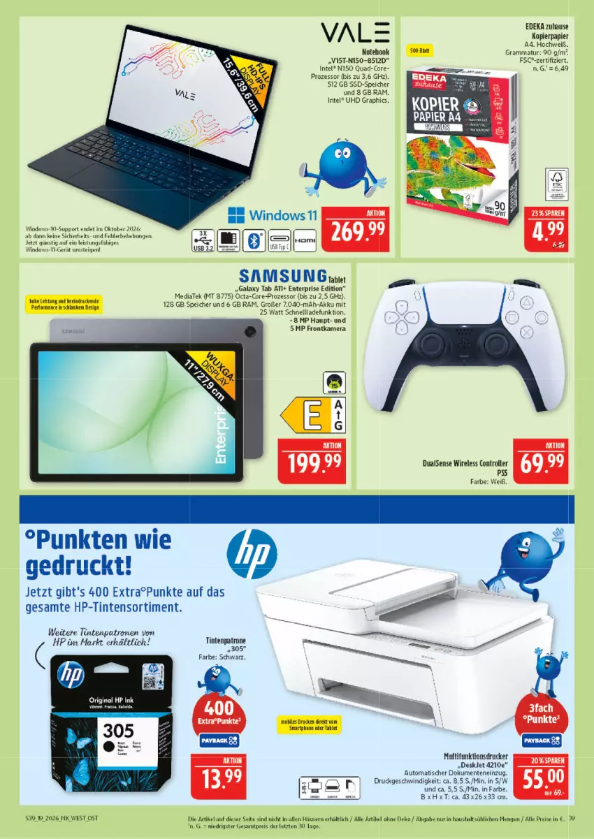 Aktueller Prospekt Marktkauf - Prospekt - von 03.05 bis 09.05.2026 - strona 39 - produkty: akku, aust, auto, deka, drucker, eis, ente, frontkamera, gin, HD Graphics, HP, Intel, intenso, kamera, kopierpapier, multifunktionsdrucker, notebook, papier, quad, reis, rel, Roller, Samsung, schnellladefunktion, smartphone, ssd, SSD-Speicher, tablet, Ti, Tintenpatrone, tisch, uhd, usb, ZTE