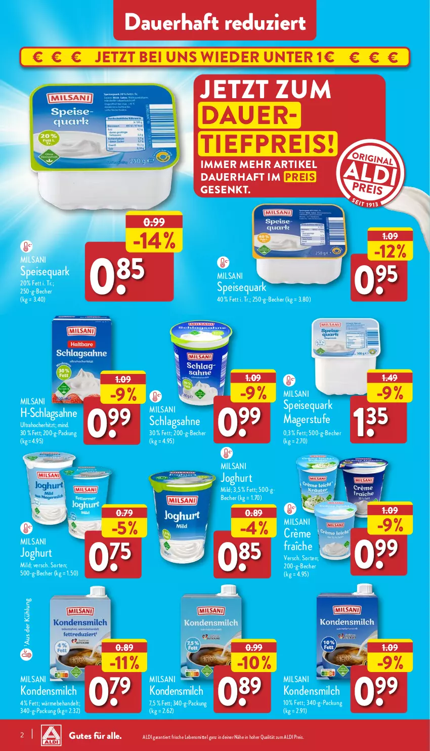 Aktueller Prospekt Aldi Nord - ALDI Aktuell - von 26.06 bis 01.07.2023 - strona 2 - produkty: aldi, auer, Becher, crème fraîche, eis, joghur, joghurt, joghurt mild, kondensmilch, lebensmittel, milch, quark, reis, sahne, schlagsahne, speisequark, Ti, tiefpreis