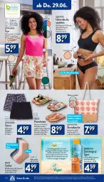 Gazetka promocyjna Aldi Nord - ALDI Aktuell - Gazetka - ważna od 01.07 do 01.07.2023 - strona 20 - produkty: aldi, Bau, baumwolle, bett, Brazilian, decksohle, ecovero, eis, Elan, ente, flasche, lenzing, mac, obermaterial synthetik, ombra, pantolette, pantoletten, Queentex, Ria, rwe, shorts, slip, socken, sonnenspray, Sport, strandtasche, Tasche, Ti, Unterwäsche, up2fashion, walkx, wasser, wolle