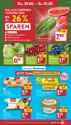 Gazetka promocyjna Aldi Nord - ALDI Aktuell - Gazetka - ważna od 01.07 do 01.07.2023 - strona 27 - produkty: aldi, auer, Becher, beere, beeren, blume, blumen, braten, burger, eis, eisbergsalat, heidelbeere, heidelbeeren, Käse, margarine, melone, pflanze, pflanzen, reis, salat, Schal, Schale, sonnenblume, sonnenblumen, tafeltrauben, Ti, tiefpreis, trauben, wasser, wassermelone, ZTE