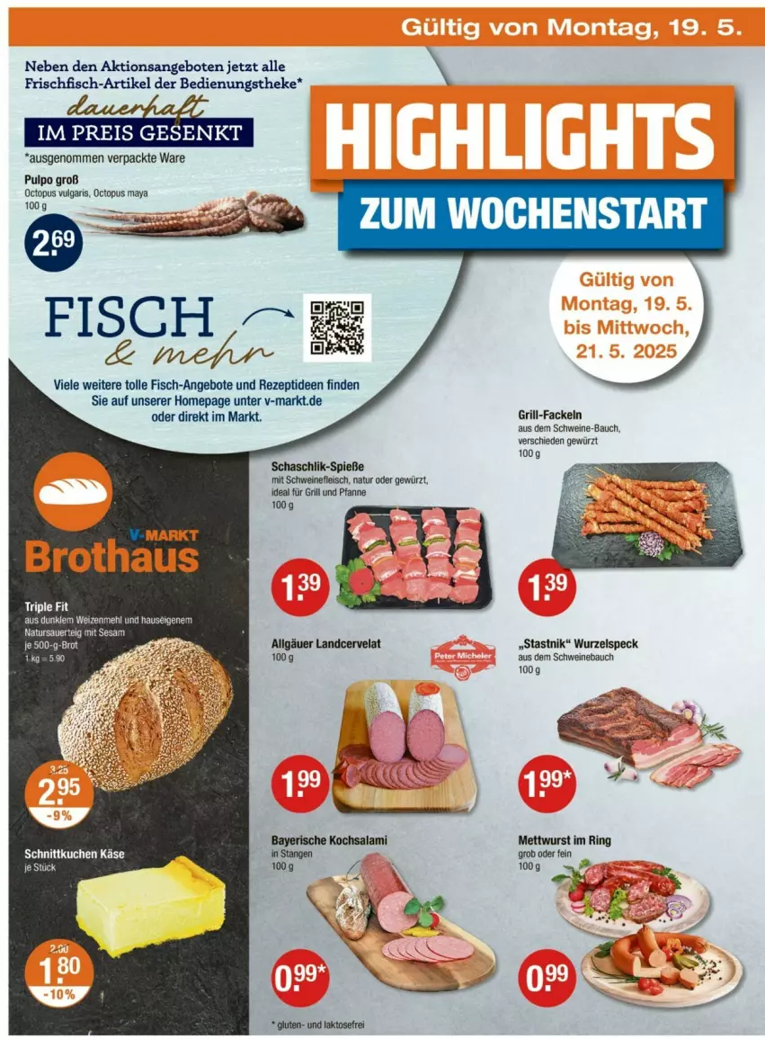 Aktueller Prospekt Vmarkt - Prospekte - von 15.05 bis 21.05.2025 - strona 22 - produkty: aeg, angebot, angebote, auer, Bau, brot, eis, fisch, fleisch, frischfisch, für grill und pfanne, gewürz, grill, grill und pfanne, grill-fackeln, ideal für grill, ideal für grill und pfanne, Käse, kuchen, LG, mehl, Mett, mettwurst, natur, Omep, pfanne, rezept, ring, salami, schwein, schweine, schweine-bauch, Schweinebauch, schweinefleisch, sesam, Speck, Ti, und pfanne, wein, weine, weizenmehl, wurst