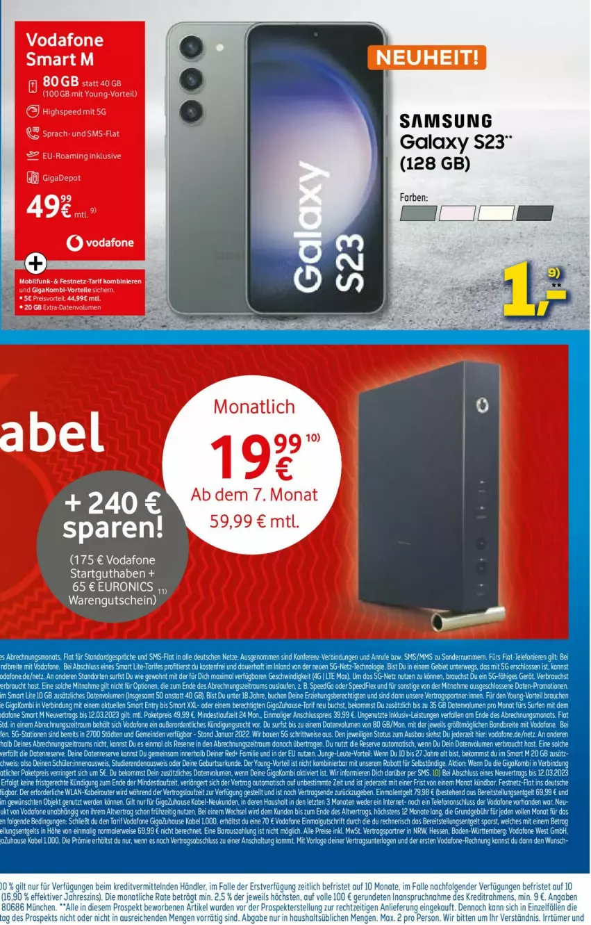 Aktueller Prospekt Euronics - Prospekte - von 01.03 bis 08.03.2023 - strona 30 - produkty: auer, Bad, Bau, beko, bett, Betten, Brei, buch, eis, elle, erde, gutschein, LG, Rauch, reis, ring, rwe, Samsung, Schal, Surf, tee, telefon, Ti, vodafone, Yo, ZTE