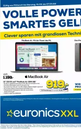 Gazetka promocyjna Euronics - Prospekte - Gazetka - ważna od 08.03 do 08.03.2023 - strona 1 - produkty: angebot, Apple, batterie, decke, eis, elle, gin, ilag, leco, mac, macbook, macbook air, reis, rwe, Surf, Ti