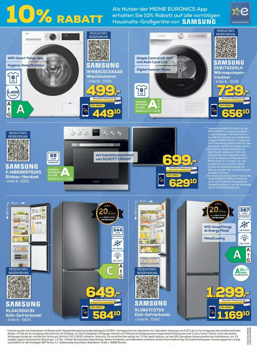 Aktueller Prospekt Euronics - Prospekte - von 04.11 bis 30.11.2024 - strona 11 - produkty: auto, Bau, consors finanz, eimer, einbau-herdset, eis, herdset, induktionskochfeld, kochfeld, LG, Mode, Samsung, schott, sim, Ti, Trockner