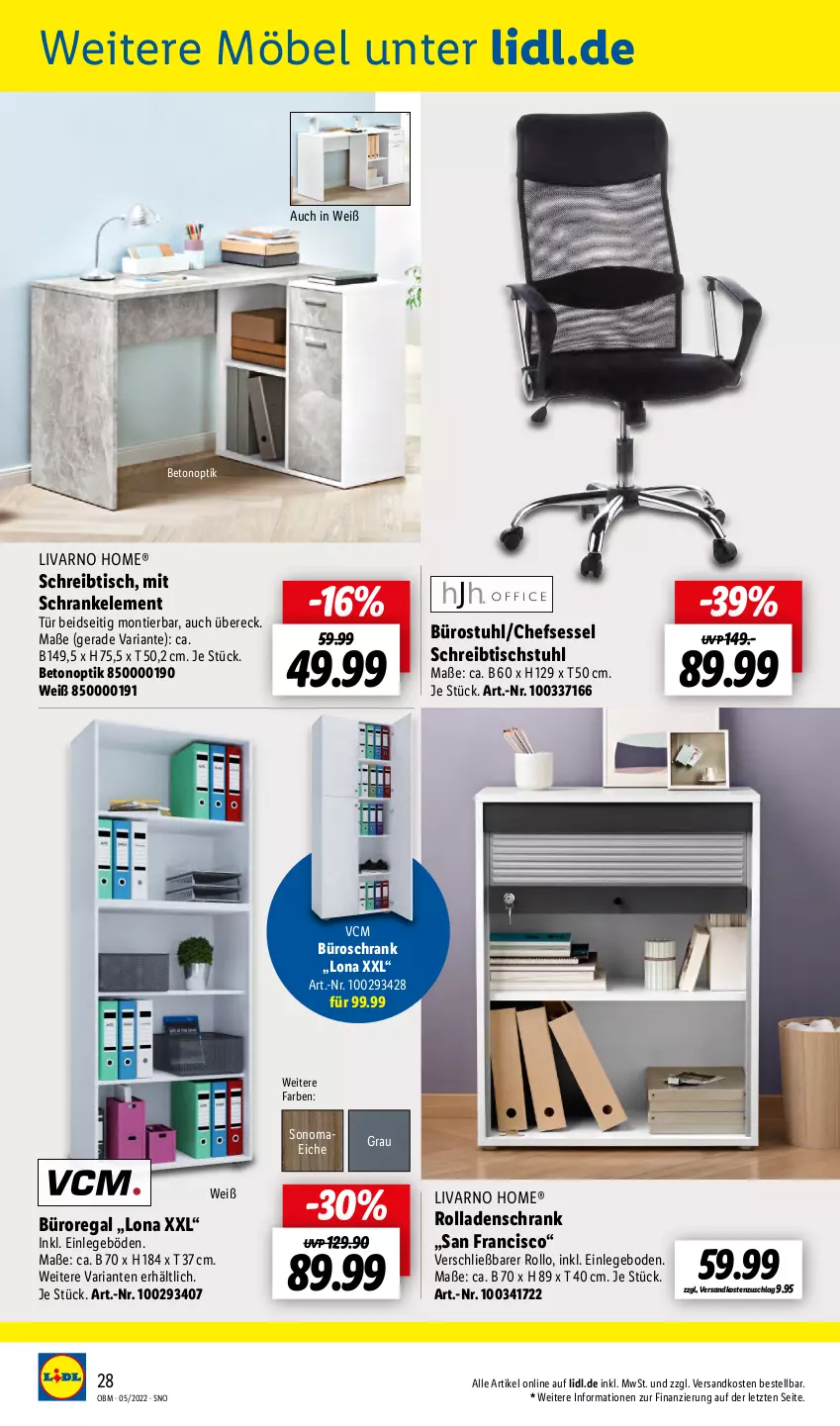 Aktueller Prospekt Lidl - Aktuelle Onlineshop-Highlights - von 01.05 bis 31.05.2022 - strona 28 - produkty: chefsessel, möbel, ndk, regal, Ria, Schrank, schreibtisch, sessel, stuhl, Ti, tisch, ZTE