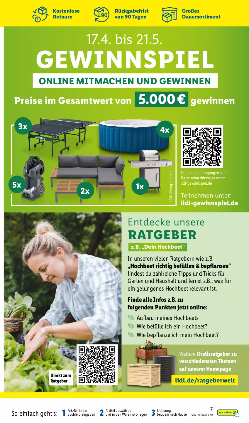 Aktueller Prospekt Lidl - Aktuelle Onlineshop-Highlights - von 01.05 bis 31.05.2022 - strona 7 - produkty: auer, Bau, decke, eis, Garten, gewinnspiel, korb, LG, mac, Omep, pflanze, pflanzen, reis, rel, rwe, Ti