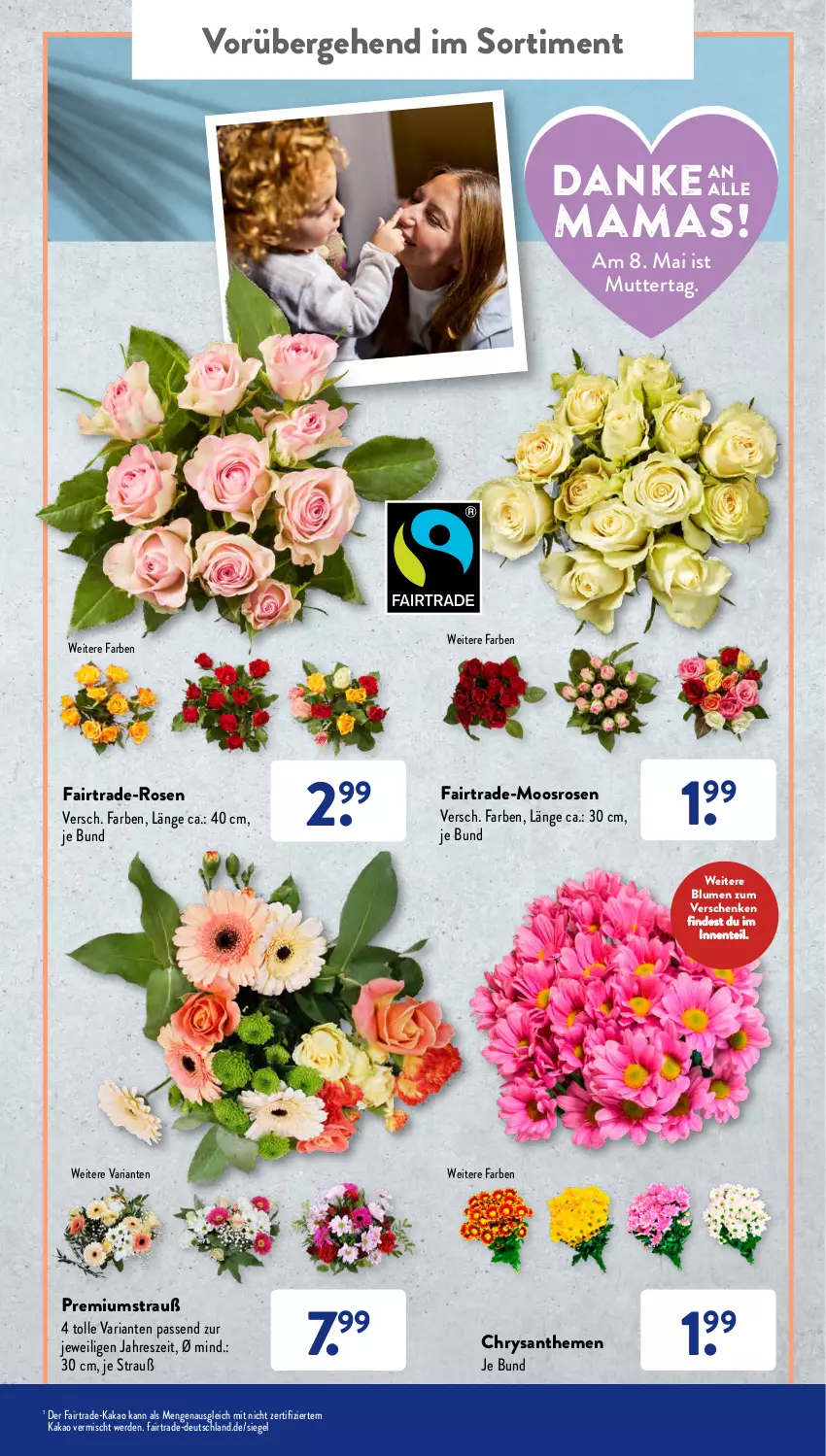 Aktueller Prospekt AldiSud - ALDI Aktuell - von 02.05 bis 05.05.2022 - strona 2 - produkty: blume, blumen, chrysanthemen, ente, erde, kakao, mam, Ria, rosen, Ti