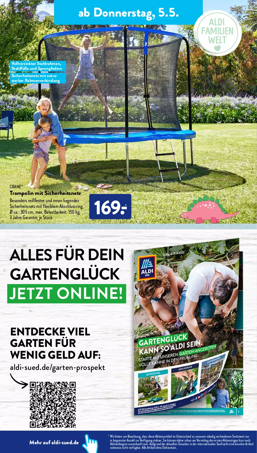 Aktueller Prospekt AldiSud - ALDI Aktuell - von 02.05 bis 05.05.2022 - strona 24 - produkty: aldi, alle artikel ohne dekoration, decke, dekoration, eis, elle, Garten, gin, Liege, ring, Ti, Trampolin, ZTE