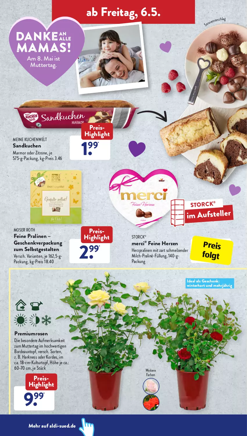 Aktueller Prospekt AldiSud - ALDI Aktuell - von 02.05 bis 05.05.2022 - strona 38 - produkty: aldi, eis, elle, kuchen, kulturtopf, LG, mam, merci, milch, moser, Moser Roth, ndk, pralinen, reis, Ria, rosen, storck, teller, Ti, topf, zitrone