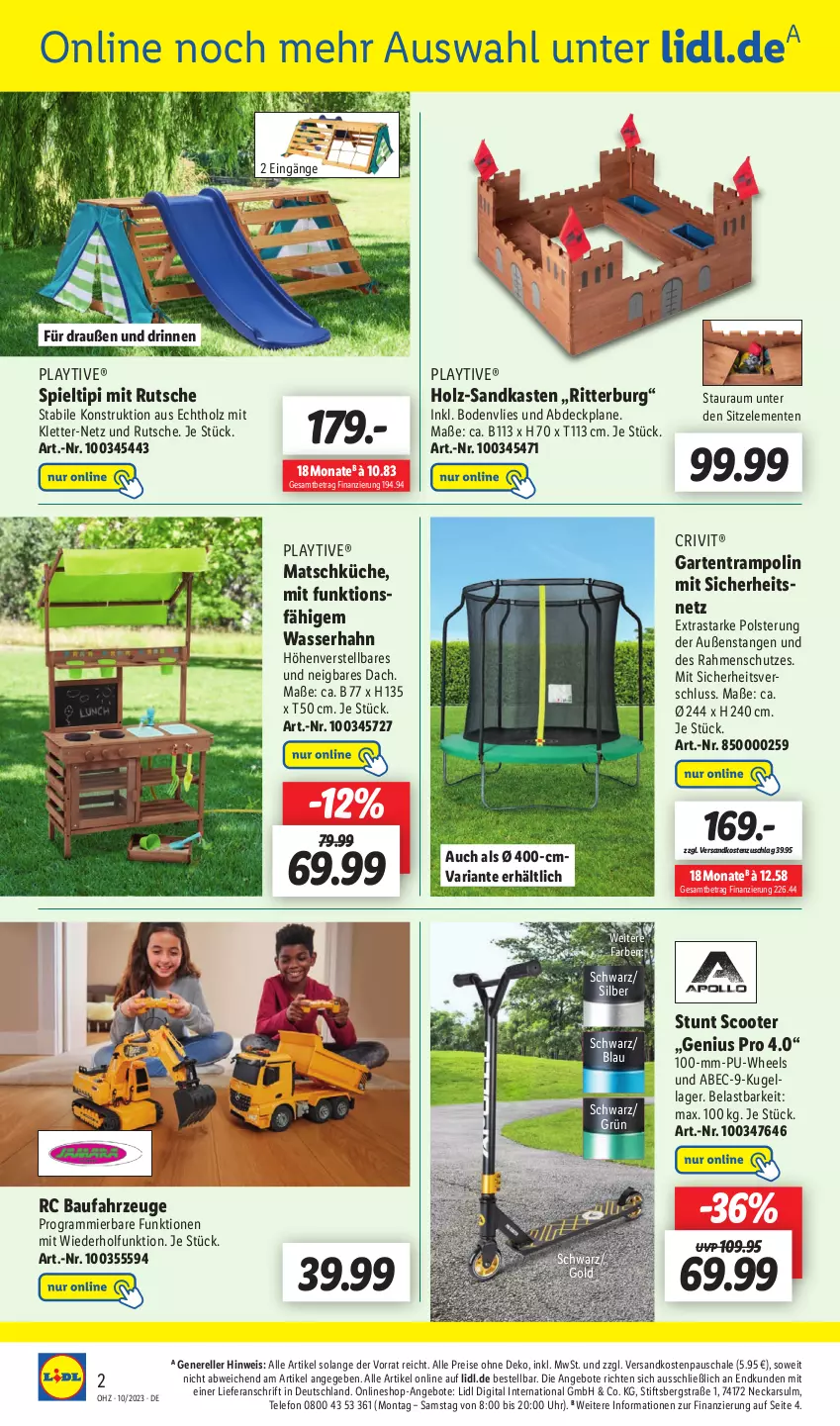 Aktueller Prospekt Lidl - Wochen-Highlights im Onlineshop - von 06.03 bis 12.03.2023 - strona 4 - produkty: abdeckplane, angebot, angebote, Bau, crivit, eis, elle, ente, Garten, Holz, küche, Kugel, ndk, reis, rel, Ria, ritter, Sandkasten, Schal, Schale, scooter, telefon, Ti, Tipi, Trampolin, uhr, wasser