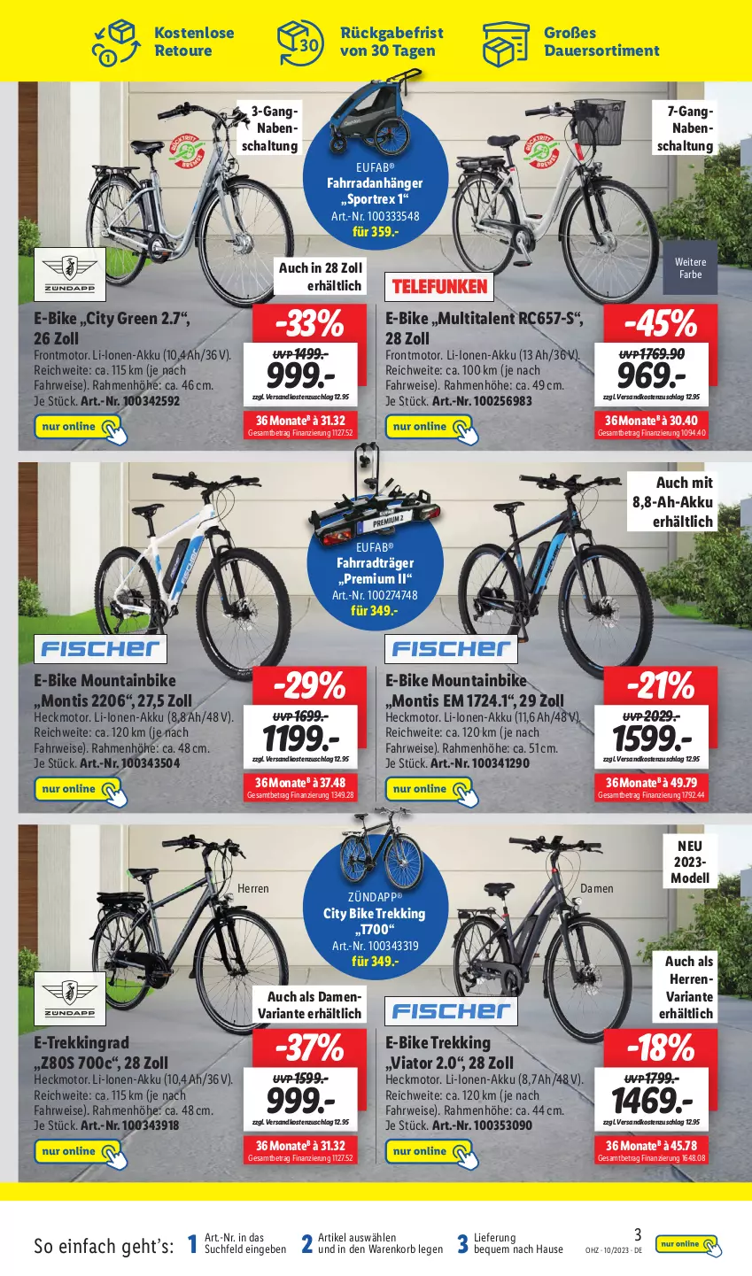 Aktueller Prospekt Lidl - Wochen-Highlights im Onlineshop - von 06.03 bis 12.03.2023 - strona 5 - produkty: akku, Anhänger, auer, dell, E-Bike, eis, eufab, Fahrrad, korb, Mode, Mountainbike, ndk, Ria, rwe, Schal, Sport, Ti