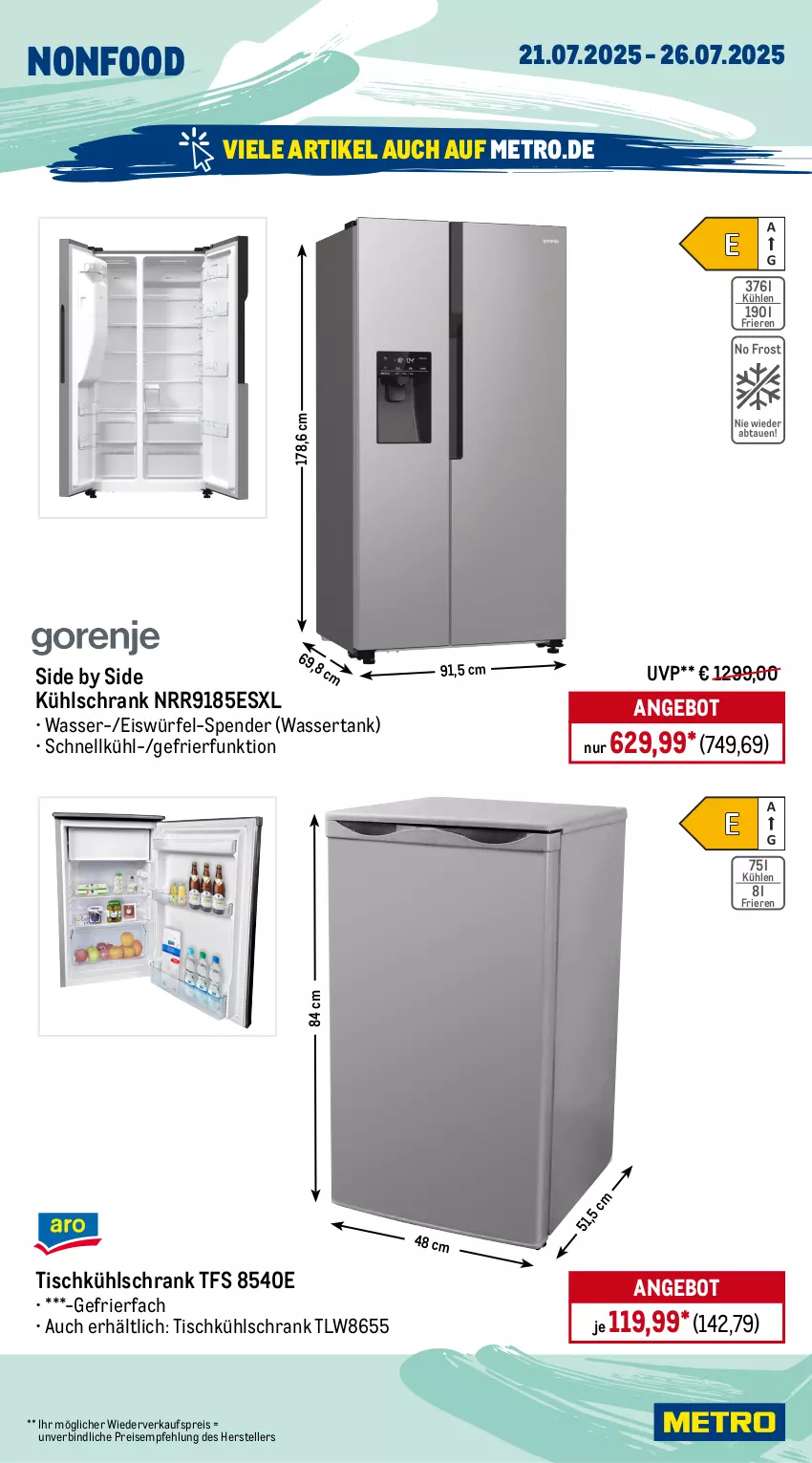 Aktueller Prospekt Metro - Wochen-Angebote - von 21.07 bis 26.07.2025 - strona 19 - produkty: angebot, auer, auto, backofen, Bau, eis, eiswürfel, elle, garraum, gefrierfach, glaskeramik, glaskeramik-kochfeld, grill, keramik-kochfeld, kochfeld, kühlschrank, maille, Metro, Ofen, Reinigung, reis, rum, Schrank, Spektrum, teller, Ti, tisch, wasser, wassertank, wolle, würfel