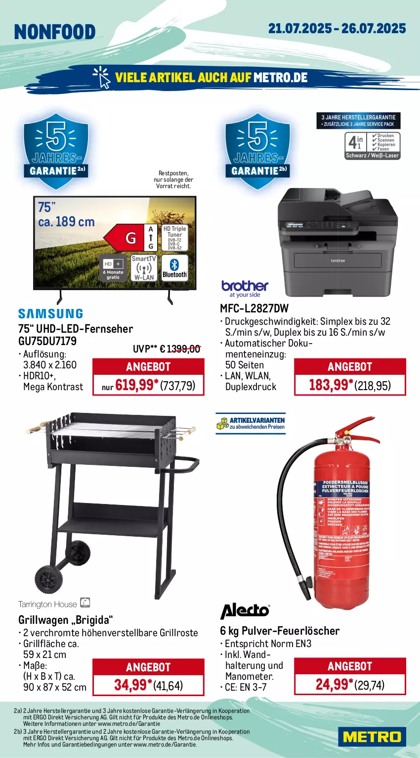 Aktueller Prospekt Metro - Wochen-Angebote - von 21.07 bis 26.07.2025 - strona 23 - produkty: angebot, auto, elle, ente, fernseher, grill, grillfläche, grillrost, Metro, sim, teller, Ti, tisch, uhd, wandhalterung
