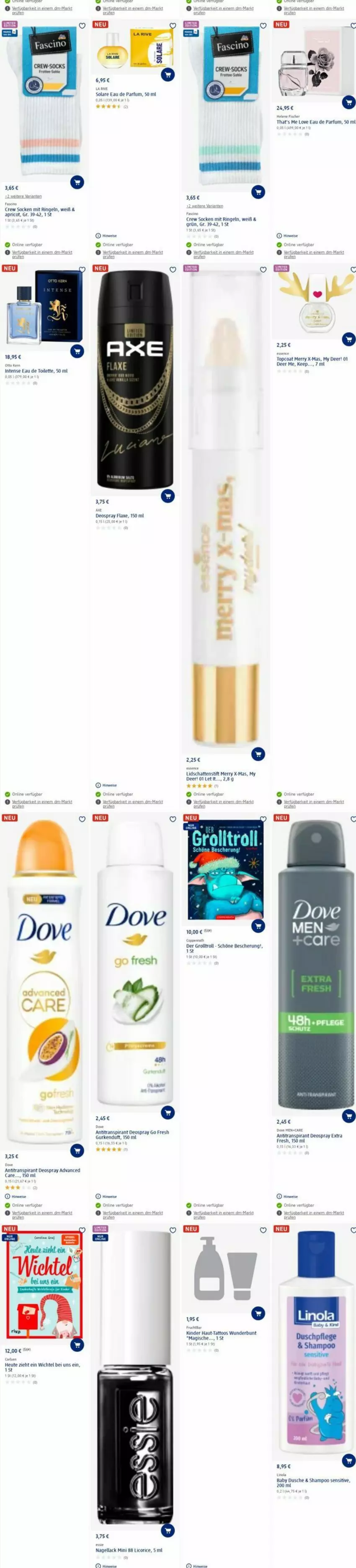 Aktueller Prospekt Dm Drogerie - Prospekte - von 23.10 bis 01.11.2023 - strona 9 - produkty: Antitranspirant, axe, deo, deospray, dove, dusche, Eau de parfum, eis, ente, gurke, gurken, Heu, HP, lack, licor, Nagellack, parfum, shampoo, socken, Ti, tuc, Wichtel