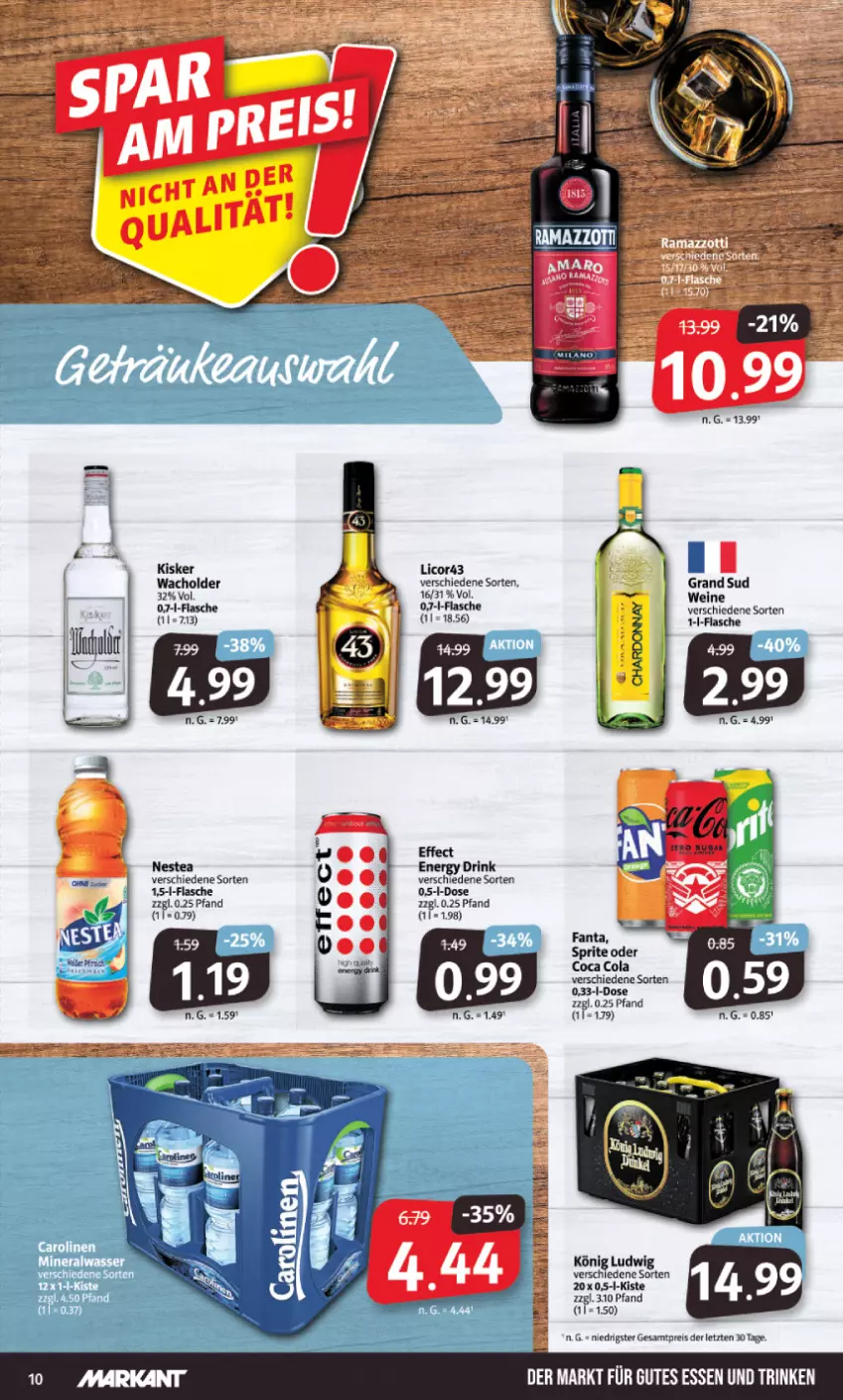 Aktueller Prospekt Markant - Prospekte - von 20.02 bis 25.02.2023 - strona 10 - produkty: cola, drink, Effect, eis, energy drink, fanta, flasche, grand sud, licor, Nestea, reis, sprite, wein, weine, ZTE