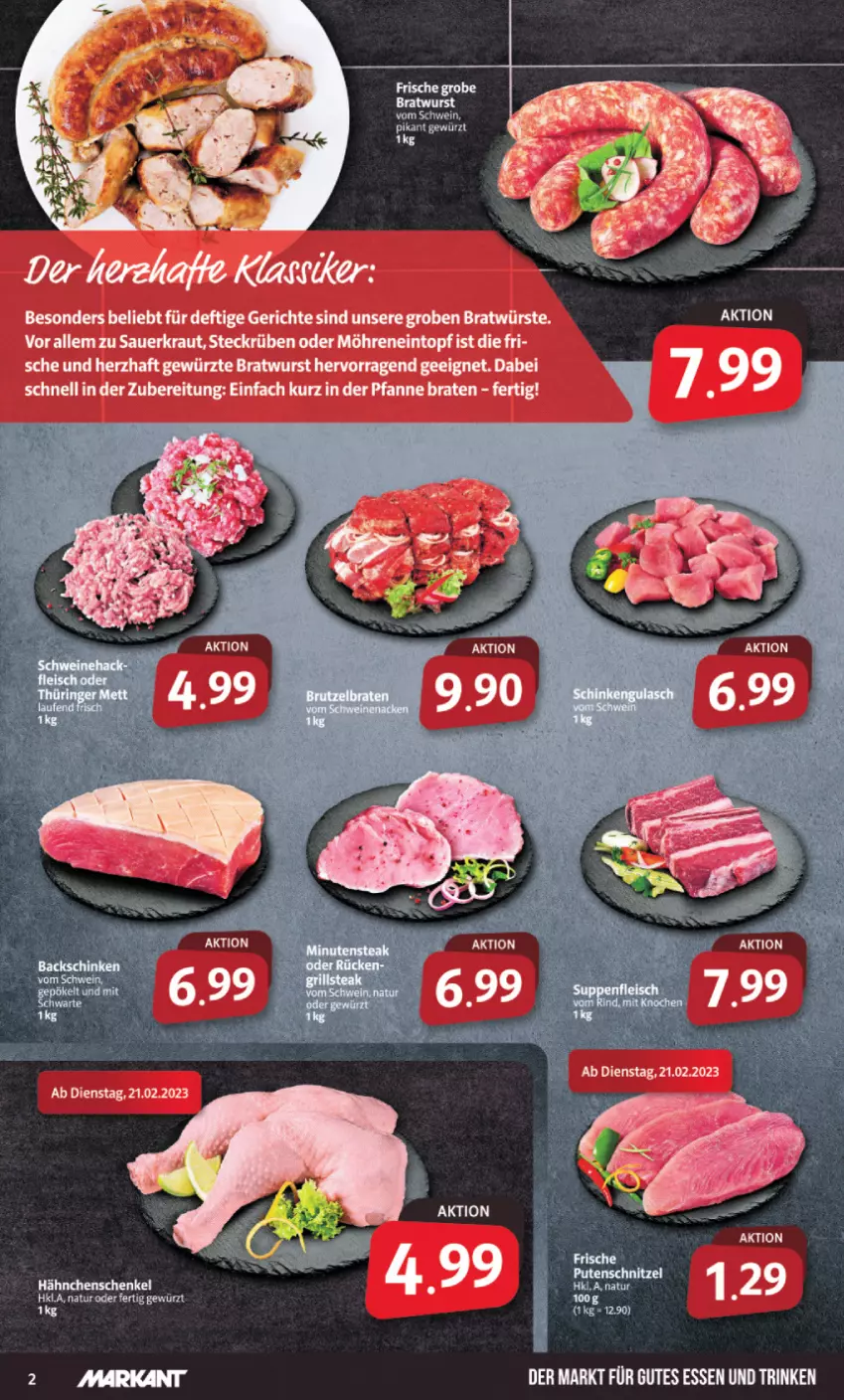 Aktueller Prospekt Markant - Prospekte - von 20.02 bis 25.02.2023 - strona 2 - produkty: auer, braten, bratwurst, eintopf, gewürz, gutes essen, Kraut, möhren, pfanne, Sauerkraut, schwein, Ti, topf, wein, wurst, ZTE