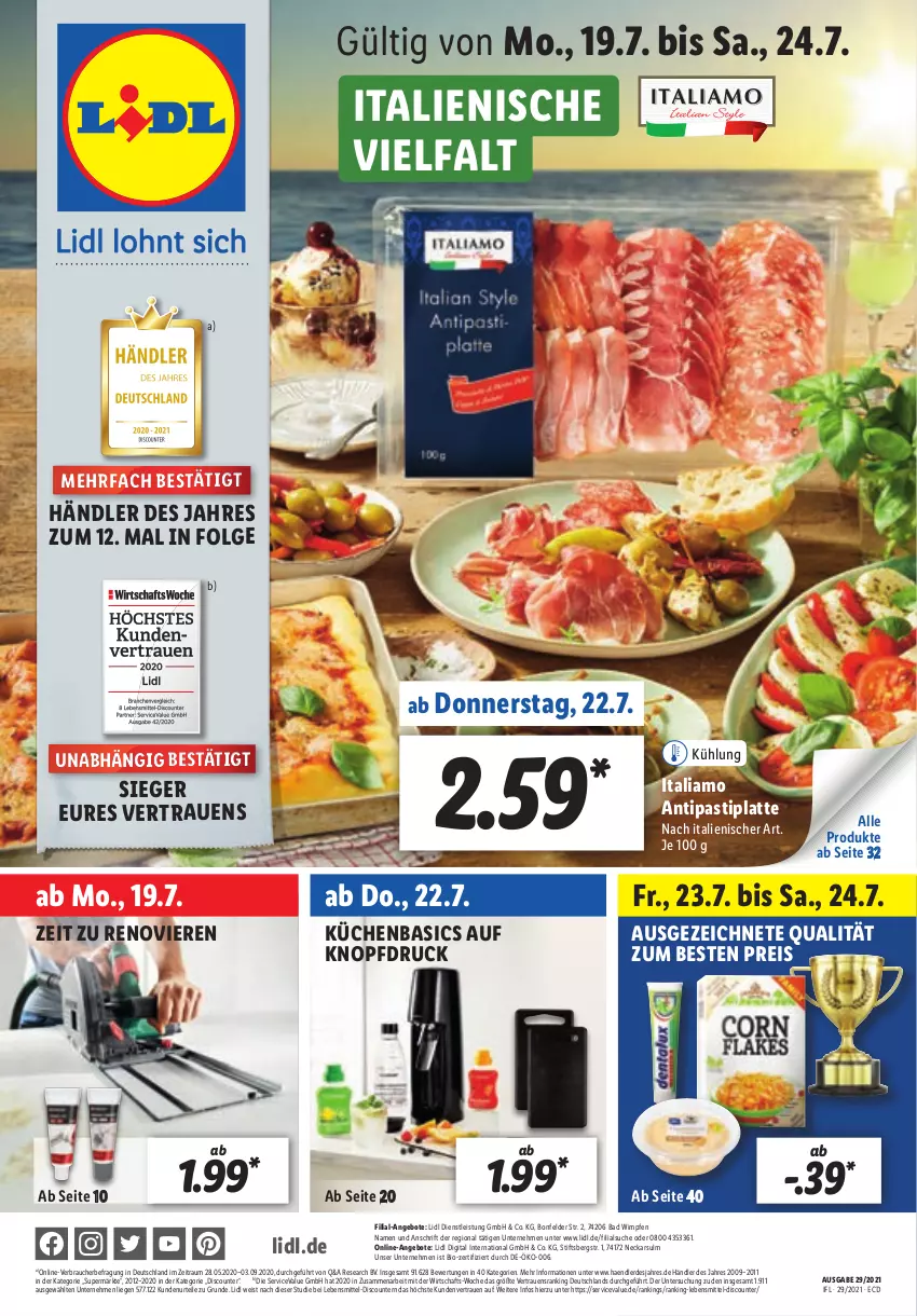 Aktueller Prospekt Lidl - Aktionsprospekt - von 19.07 bis 24.07.2021 - strona 1