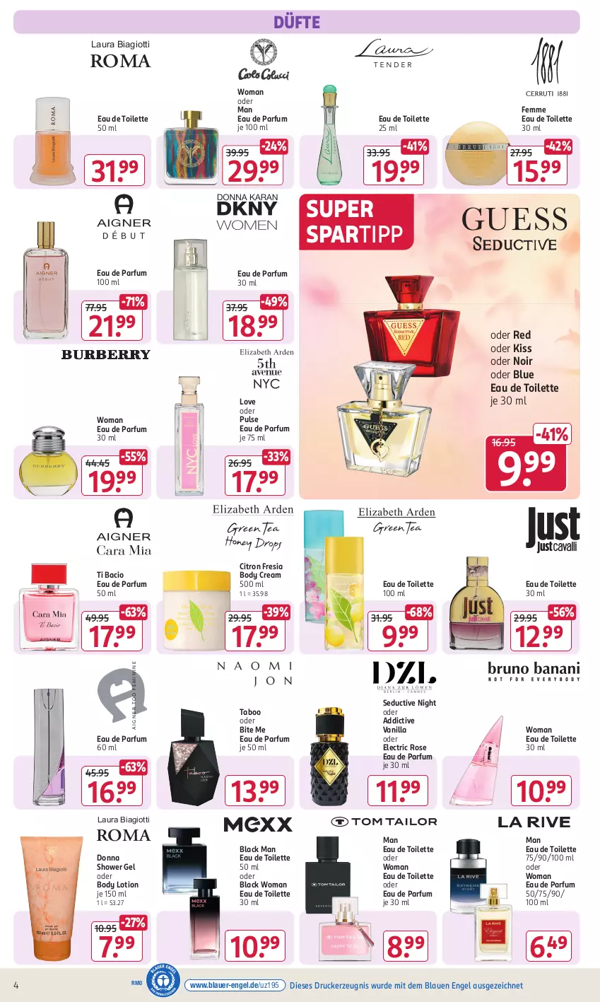 Aktueller Prospekt Rossmann - Prospekte - von 26.02 bis 01.03.2024 - strona 4 - produkty: auer, body, body lotion, drucker, Eau de parfum, eau de parfum 30 ml, eau de parfum 50 ml, eau de toilette, eau de toilette 100 ml, eau de toilette 30 ml, eau de toilette 50 ml, Engel, kerze, lack, laura biagiotti, Lotion, parfum, spartipp, Ti