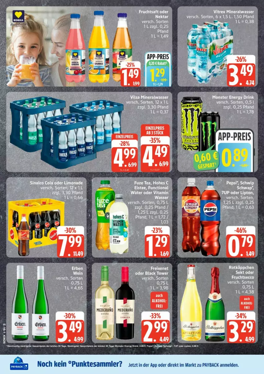 Aktueller Prospekt Edeka - Prospekte - von 22.06 bis 27.06.2026 - strona 18 - produkty: drink, eis, energy drink, lipton, monster, Monster Energy, payback, pepsi, reis, Schwip Schwap, tesa, Ti, ZTE