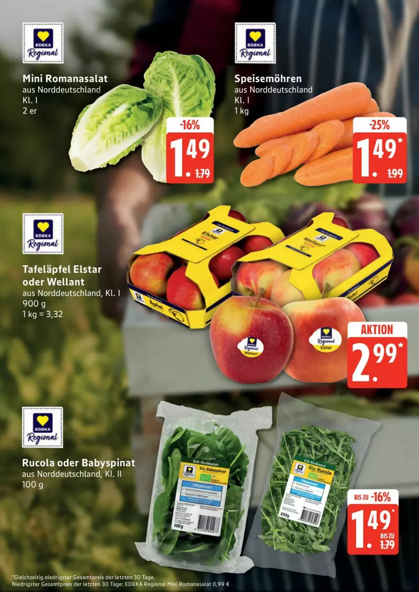 Aktueller Prospekt Edeka - Prospekte - von 22.06 bis 27.06.2026 - strona 9 - produkty: Babyspinat, cola, deka, eis, möhren, reis, Romanasalat, rucola, salat, speisemöhren, spinat, tafeläpfel, torte, Wella, ZTE