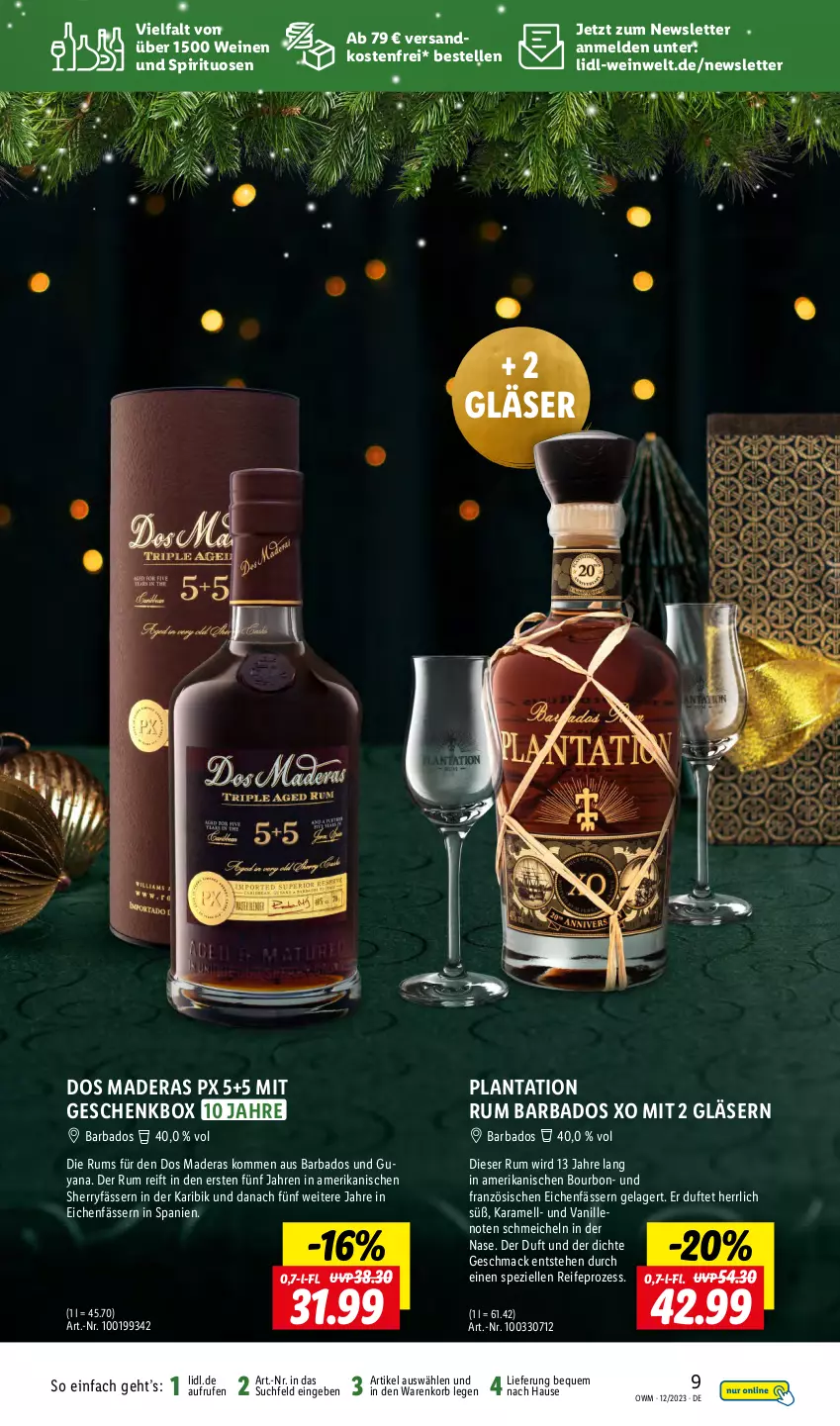 Aktueller Prospekt Lidl - Highlights in der Weinwelt - von 01.12 bis 31.12.2023 - strona 9 - produkty: Bad, bourbon, elle, Geschenkbox, Gläser, karamell, korb, mac, ndk, rum, Spezi, spirituosen, Ti, vanille, versandkostenfrei, wein, weine