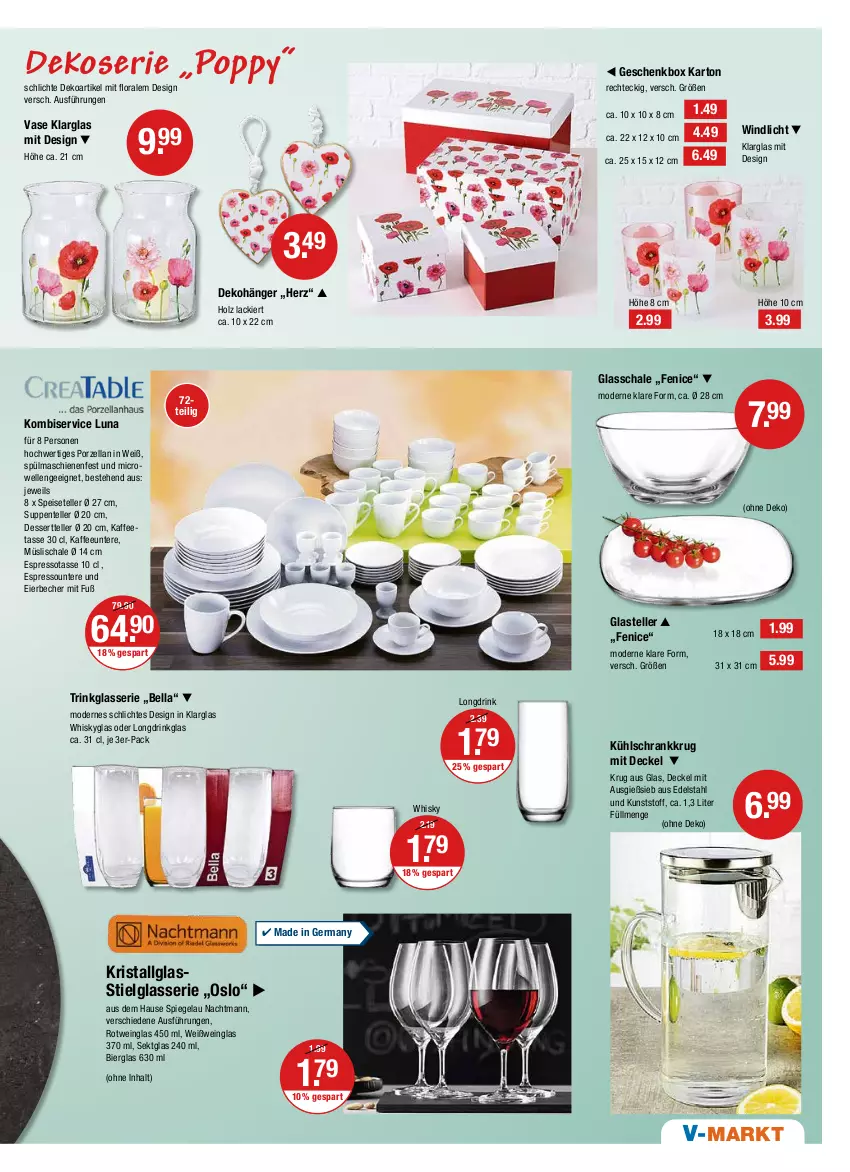 Aktueller Prospekt Vmarkt - V-Markt - von 09.06 bis 15.06.2022 - strona 13 - produkty: Becher, bier, decke, Deckel, Dekohänger, dessert, Dessertteller, drink, edelstahl, eier, Eierbecher, eis, elle, ente, espresso, Germ, Geschenkbox, Holz, kaffee, Kombiservice, kühlschrank, lack, LG, Mode, müsli, Müslischale, nachtmann, Popp, rotwein, Schal, Schale, Schrank, sekt, Speiseteller, spiegel, suppe, suppen, tasse, teller, Ti, trinkglas, Vase, wein, Weißwein, Weißweinglas, whisky, Whiskyglas, windlicht