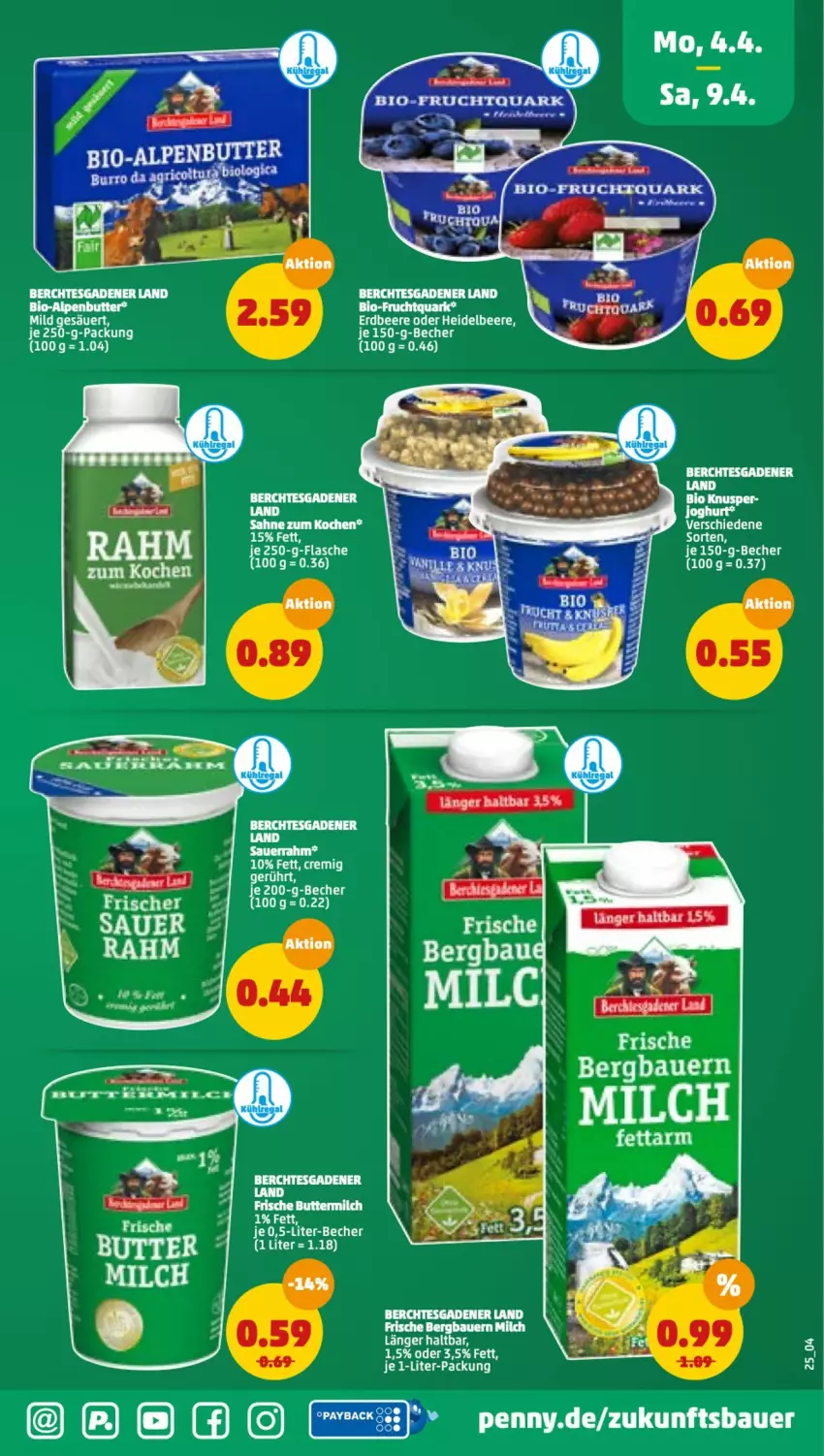 Aktueller Prospekt Penny - Prospekte - von 04.04 bis 09.04.2022 - strona 25 - produkty: auer, Bau, Bauer, Becher, beere, bett, bio, eier, erdbeere, flasche, heidelbeere, sahne, tee, Ti