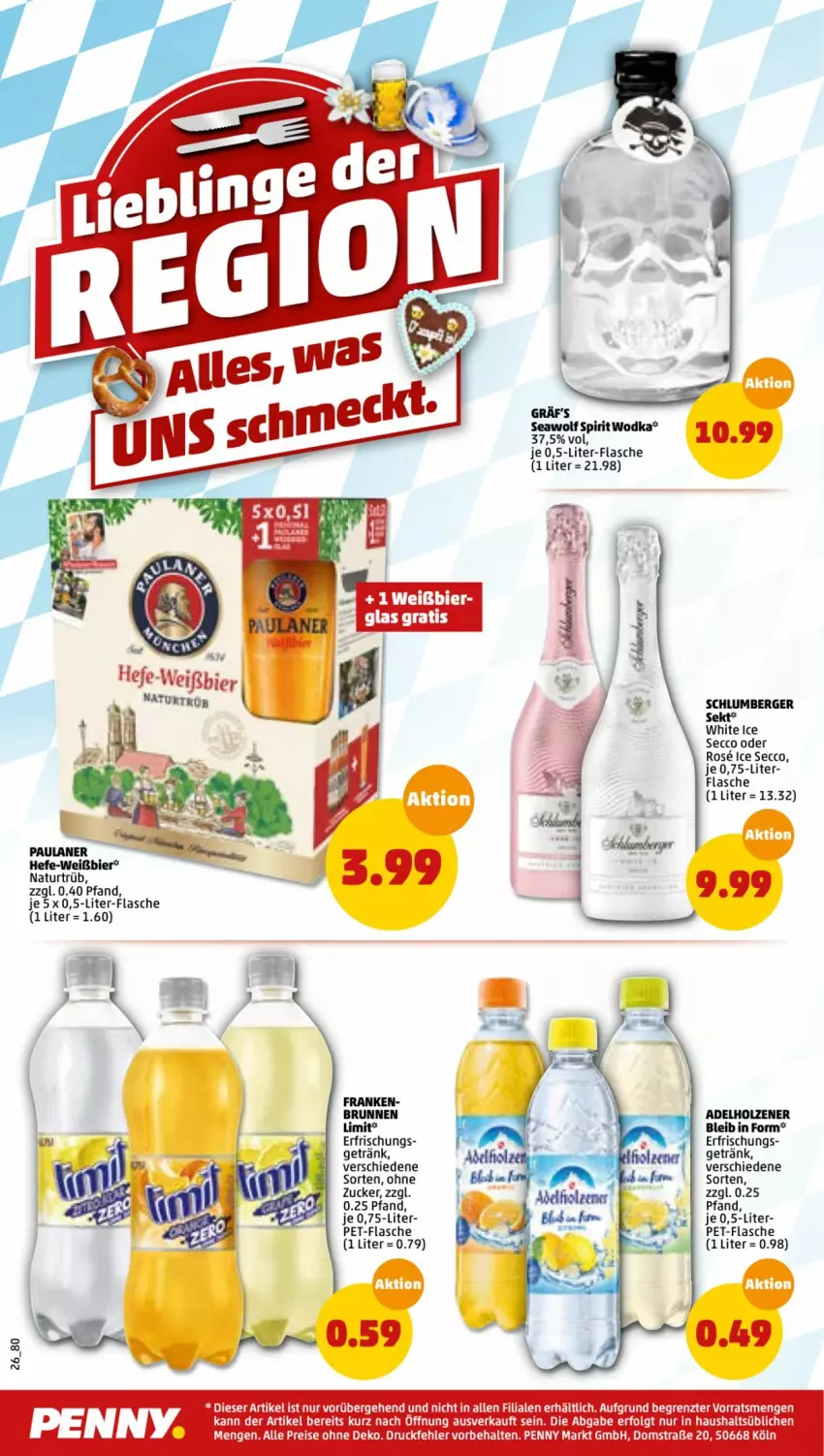 Aktueller Prospekt Penny - Prospekte - von 04.04 bis 09.04.2022 - strona 26 - produkty: adelholzener, Berger, bier, brunnen, ecco, eis, ente, flasche, getränk, Hefe, Holz, LG, natur, Paula, paulaner, pet-flasche, reis, sekt, Ti, ZTE, zucker