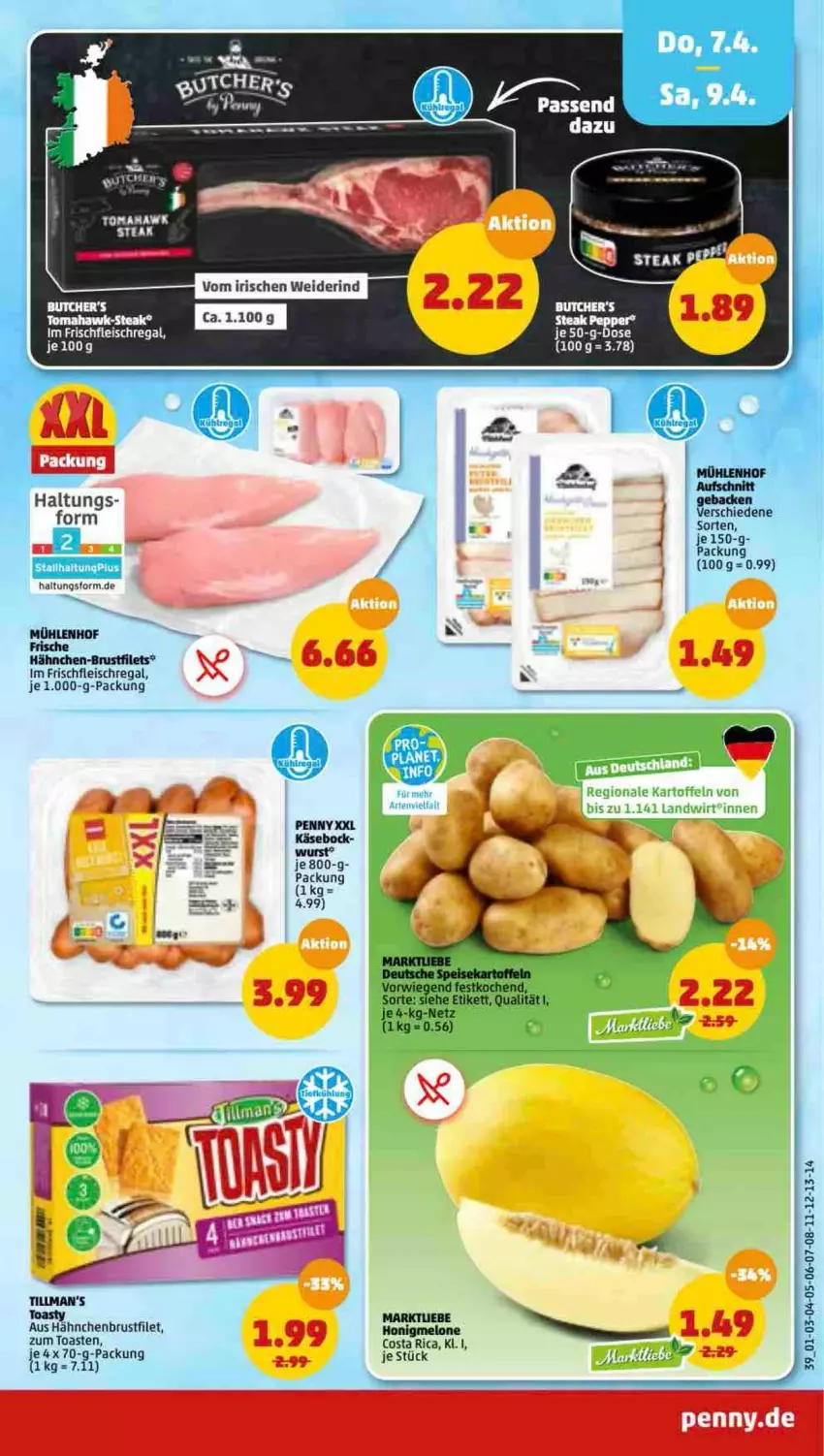 Aktueller Prospekt Penny - Prospekte - von 04.04 bis 09.04.2022 - strona 39 - produkty: aufschnitt, brustfilet, eis, filet, filets, fleisch, geback, hähnchen-brustfilet, honig, honigmelone, Käse, melone, regal, rind, steak, Ti, toast, wurst