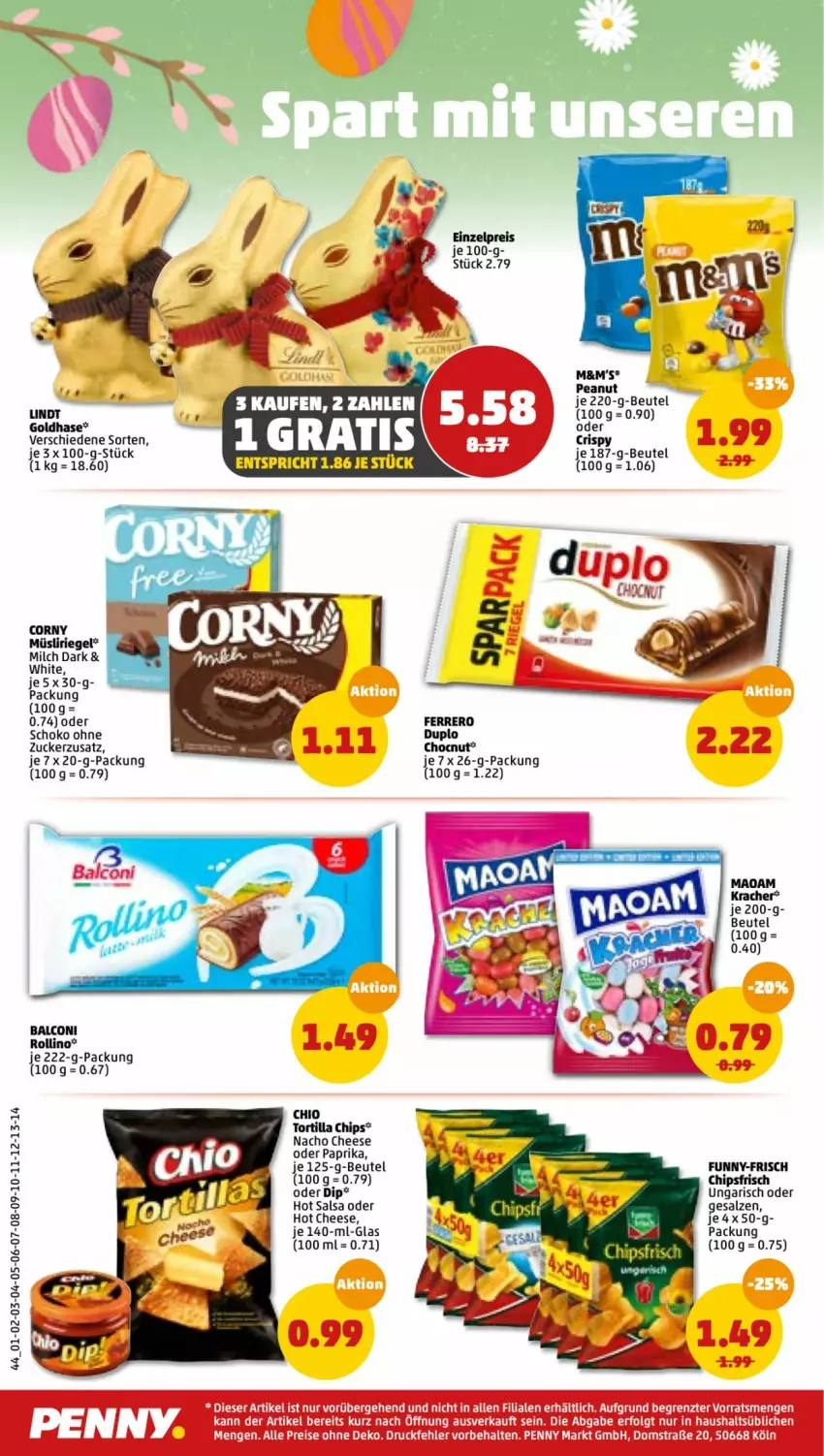 Aktueller Prospekt Penny - Prospekte - von 04.04 bis 09.04.2022 - strona 44 - produkty: Alcon, beutel, chips, chipsfrisch, corny, dip, duplo, eis, ferrero, funny-frisch, kracher, LG, lion, maoam, milch, müsli, Müsliriegel, nacho, nacho cheese, paprika, reis, riegel, Salsa, salz, schoko, tee, Ti, tortilla, Tortilla Chips, wurst, zucker