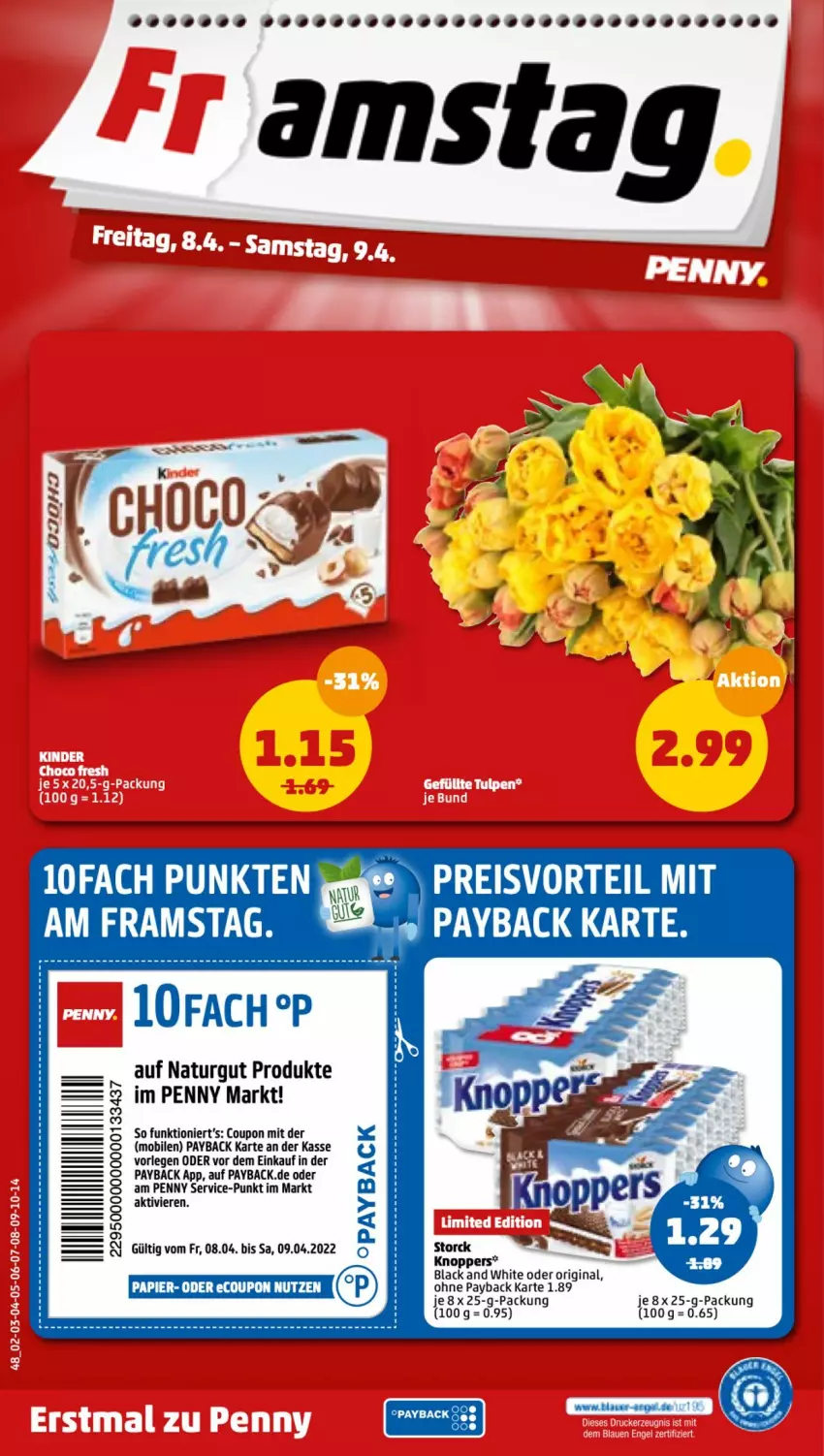 Aktueller Prospekt Penny - Prospekte - von 04.04 bis 09.04.2022 - strona 48 - produkty: coupon, gin, knoppers, lack, natur, papier, payback, storck, Ti