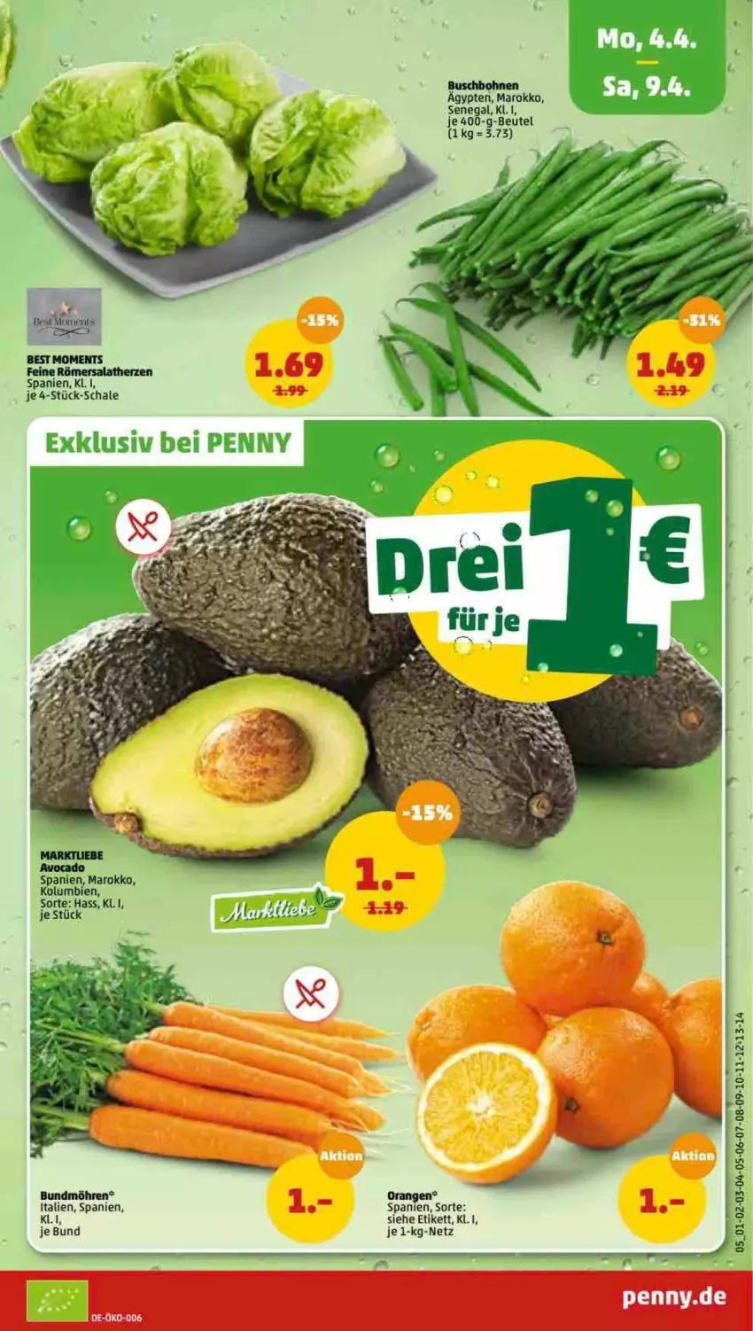 Aktueller Prospekt Penny - Prospekte - von 04.04 bis 09.04.2022 - strona 5 - produkty: beutel, bohne, bohnen, Bundmöhren, Buschbohnen, möhren, orange, orangen, Schal, Schale, Ti