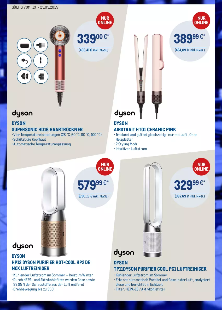 Aktueller Prospekt Metro - Online: Dyson Highlights - von 19.05 bis 25.05.2025 - strona 3 - produkty: auto, Dyson, erde, haartrockner, HP, latte, Luftreiniger, reiniger, Ti, tisch, Trockner