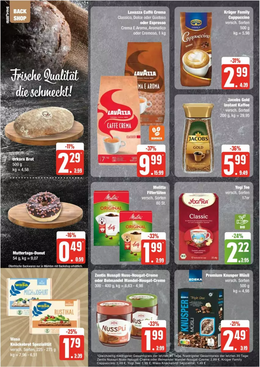 Aktueller Prospekt Edeka - Prospekte - von 06.05 bis 11.05.2024 - strona 14 - produkty: backwaren, Belmandel, brot, Cap, creme, eis, frische backwaren, knäckebrot, krüger, mandel, nuss, nuss-nougat-creme, nusspli, Ofen, reis, tee, Ti, wasa, Yo, zentis, ZTE