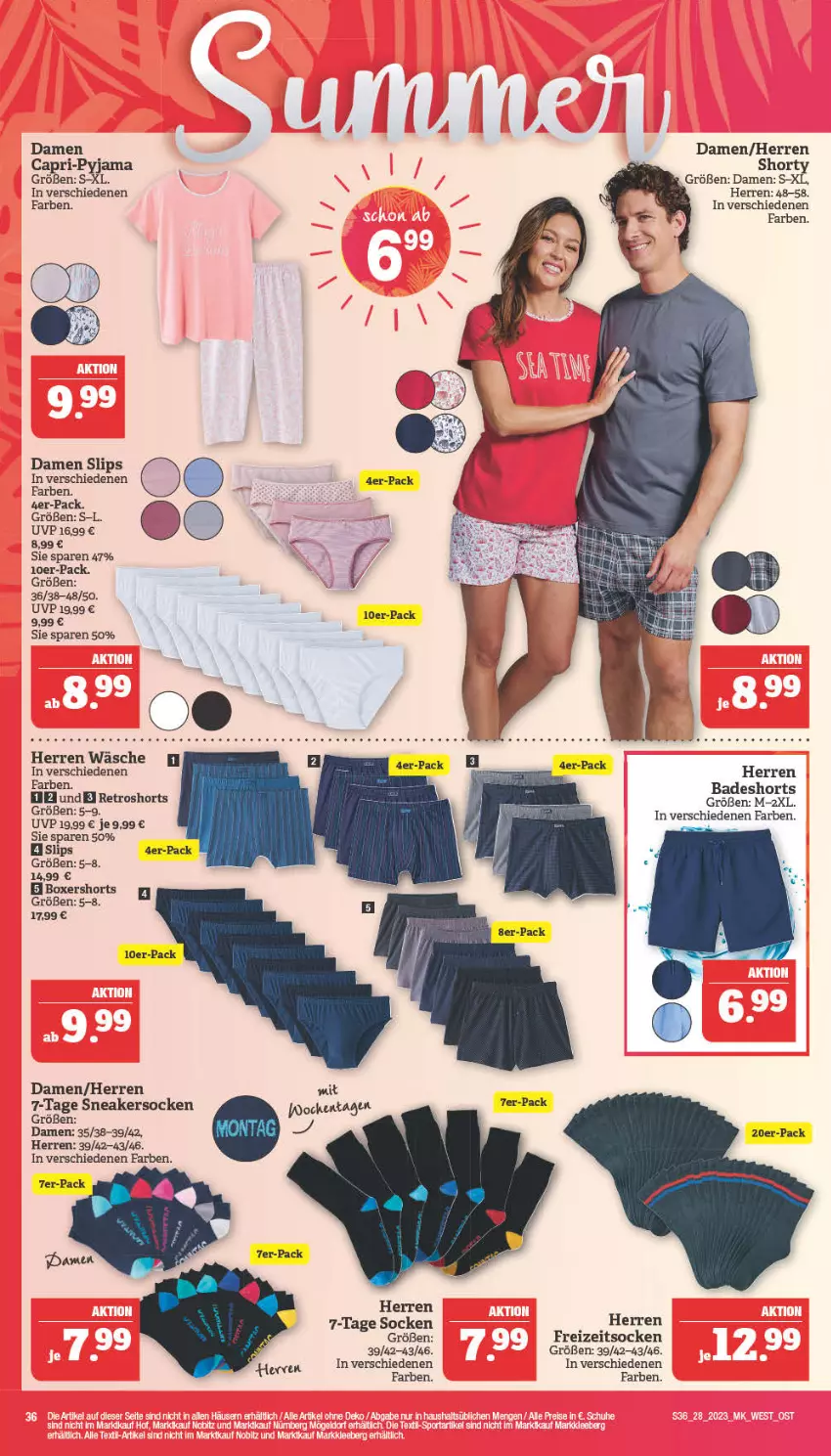 Aktueller Prospekt Marktkauf - Prospekt - von 10.07 bis 15.07.2023 - strona 36 - produkty: Bad, badeshorts, Cap, eis, Freizeitsocken, herren badeshort, Pyjama, retroshorts, shorts, shorty, slip, slips, sneaker, sneakersocken, socken, Ti