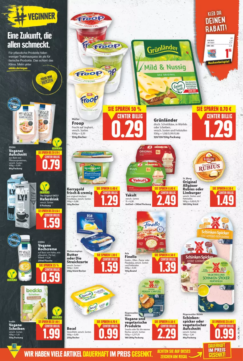 Aktueller Prospekt E Center - Angebote der Woche - von 24.01 bis 29.01.2022 - strona 10 - produkty: arla, aufschnitt, becel, Becher, beutel, burger, butter, creme, deka, dell, ente, finello, flasche, frischkäse, froop, frucht, gin, grünländer, hafer, joghur, joghurt, Käse, Kochcreme, küche, LG, Limburger, mortadella, Müller, nuss, Ofen, pasta, pflanze, pflanzen, pizza, Rubius, rügenwalder, rügenwalder mühle, schinken, schinken spicker, schnittkäse, schnitzel, snack, snacks, St. Mang, Streichzart, Ti, Vegeta, veggie, weihenstephan, würfel