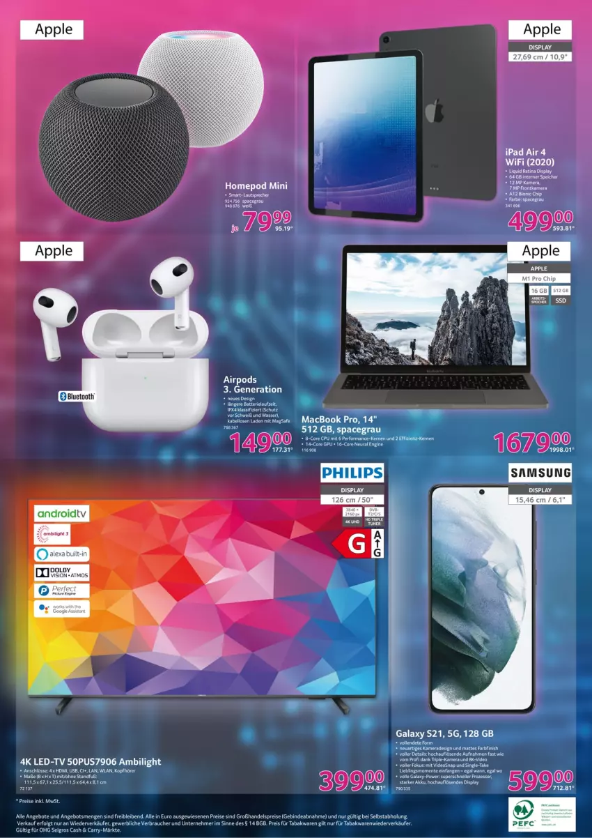 Aktueller Prospekt Selgros - Technik - von 24.03 bis 06.04.2022 - strona 8 - produkty: akku, alexa, angebot, angebote, Apple, deo, eis, elle, ente, Finish, gin, HDMI, ipad, ipad air, kamera, kopfhörer, LG, mac, macbook, macbook pro, Omep, Pods, Rauch, reis, tee, Ti, tuner, uhd, usb, wasser