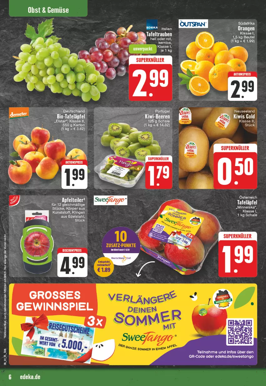 Aktueller Prospekt Edeka - Angebote der Woche - von 18.09 bis 23.09.2023 - strona 6 - produkty: aktionspreis, beutel, bio, discount, edelstahl, eis, Elan, ente, obst, orange, orangen, reis, Schal, Schale, tafeläpfel, tee, Ti, wein