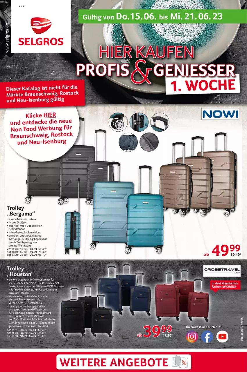 Aktueller Prospekt Selgros - Nonfood - von 15.06 bis 21.06.2023 - strona 1 - produkty: angebot, angebote, braun, decke, eis, erde, reis, Tasche, taschen, Ti, trolley