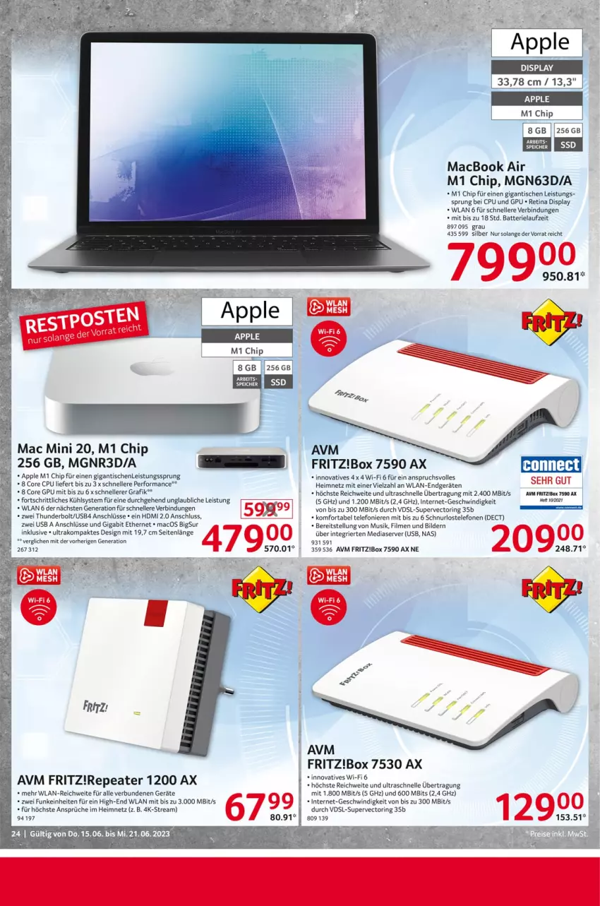 Aktueller Prospekt Selgros - Nonfood - von 15.06 bis 21.06.2023 - strona 24 - produkty: Apple, batterie, eis, elle, fritz, HDMI, mac, macbook, macbook air, ring, telefon, Ti, tisch, usb