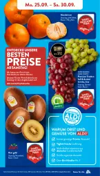 Gazetka promocyjna AldiSud - NÄCHSTE WOCHE - Gazetka - ważna od 30.09 do 30.09.2023 - strona 5 - produkty: aldi, angebot, asti, bio, Bio-Obst, decke, eis, Elan, elle, kiwi, Kiwi Gold, kracher, leine, mandarine, mandarinen, natur, obst, Obst und Gemüse, reis, rum, Ti, trauben, und gemüse, ZTE