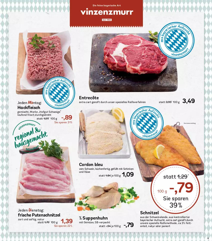 Aktueller Prospekt Aez - Prospekte - von 18.11 bis 23.11.2024 - strona 5 - produkty: cordon bleu, eis, elle, entrecôte, hofgut, Käse, küche, Küchen, Laufen, mit gemüse, natur, pute, putenschnitzel, saft, schinken, schnitzel, schwein, schweine, Spezi, suppe, suppen, Suppenhuhn, Ti, trolli, wein, weine