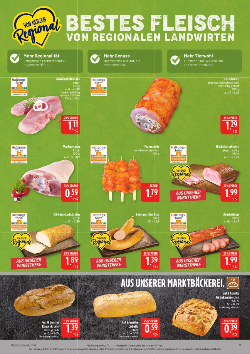 Aktueller Prospekt Marktkauf - Prospekt - von 13.09 bis 19.09.2026 - strona 11 - produkty: braten, lachs, Lachsbraten, natur, nuss, pute, Räucherling, schinken, schwein, schweine, schweinerücken, Ti, torte, wein, weine