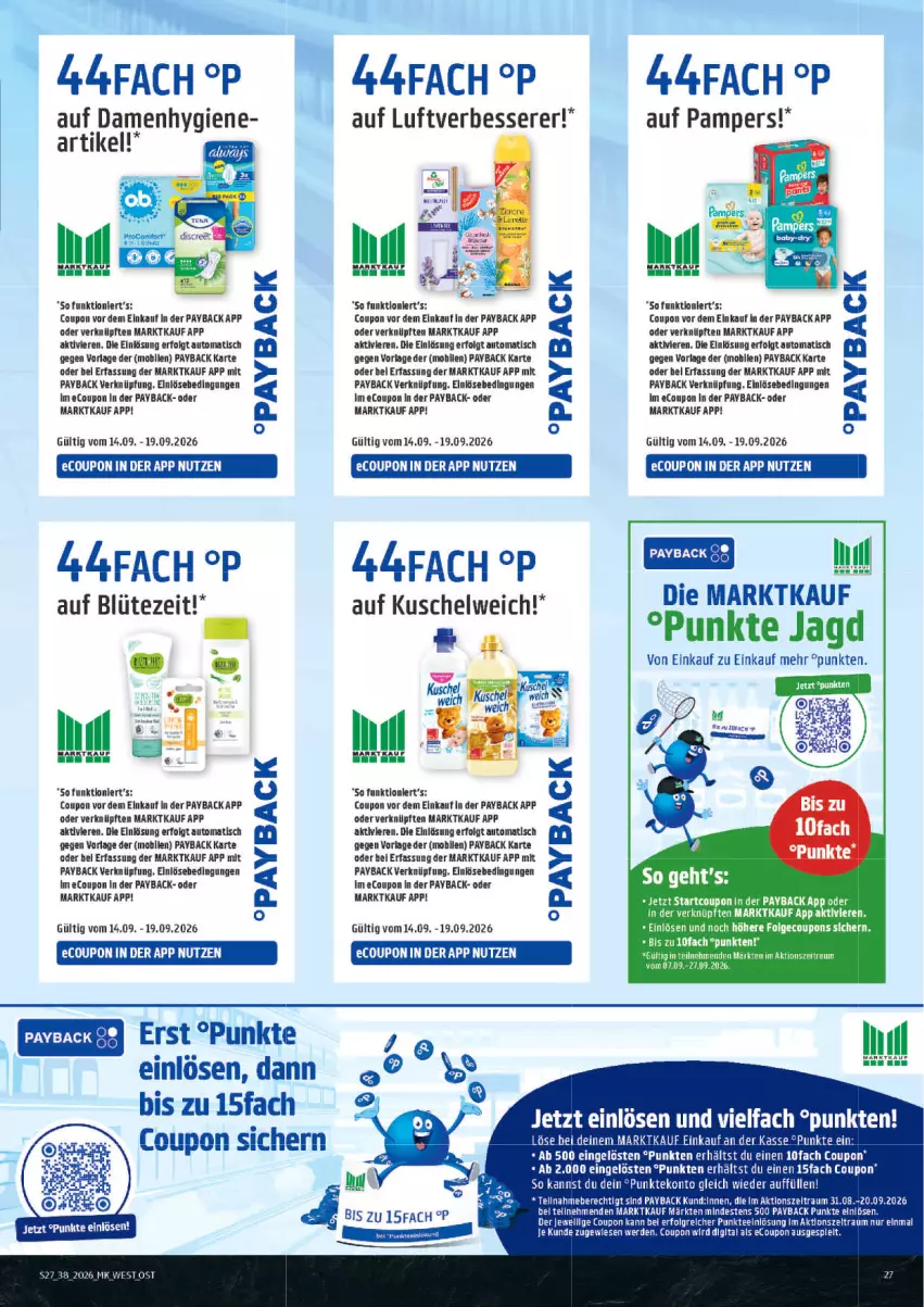 Aktueller Prospekt Marktkauf - Prospekt - von 13.09 bis 19.09.2026 - strona 27 - produkty: auto, Blüte, coupon, coupons, erde, Kuschelweich, LG, pampers, payback, rum, tee, Ti, tisch, Zelt
